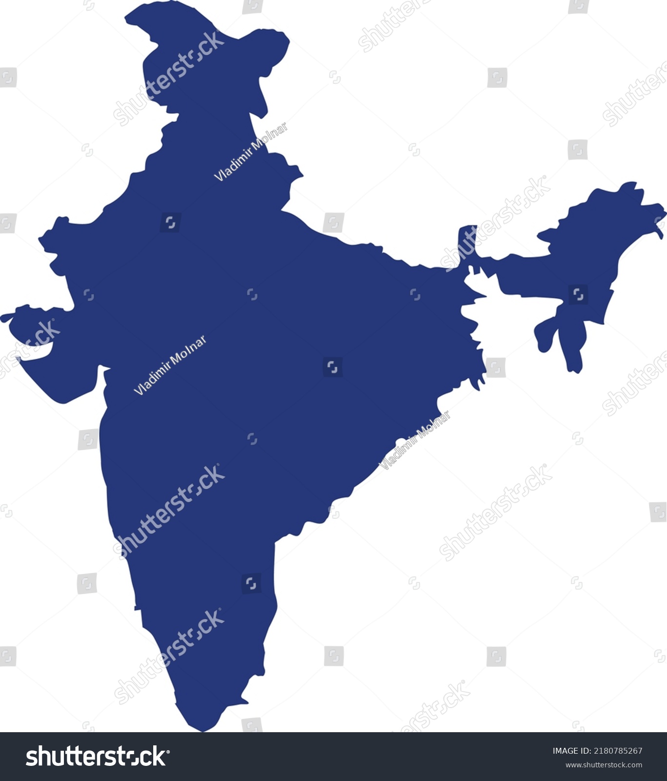 Vector Illustration India Map Stock Vector (Royalty Free) 2180785267 ...