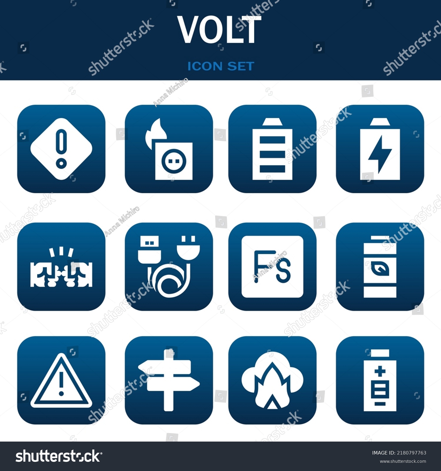 Volt Icon Set Vector Illustrations Related Stock Vector Royalty Free