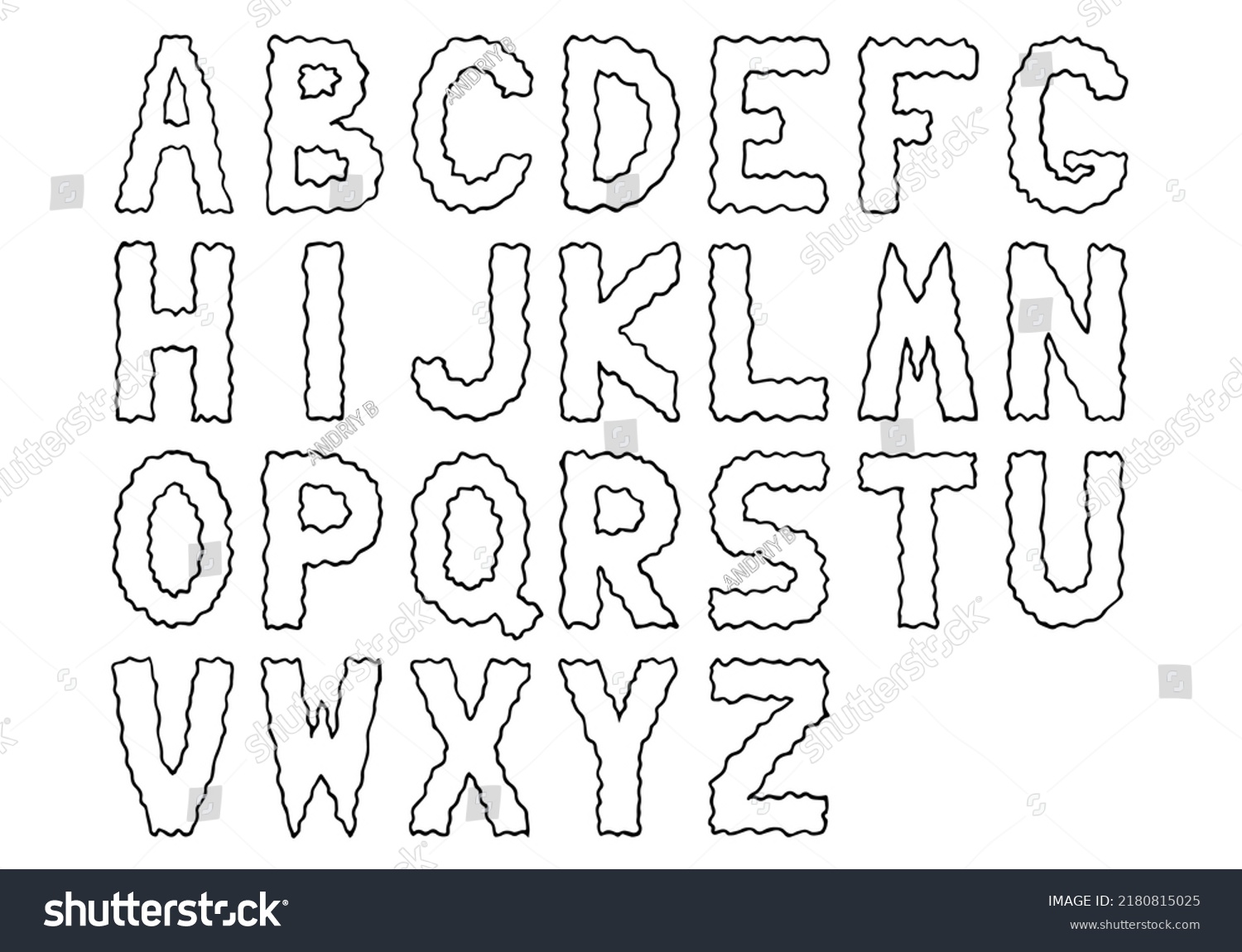 English Alphabet Wavy Outlines Letters Doodle Stock Vector (Royalty ...