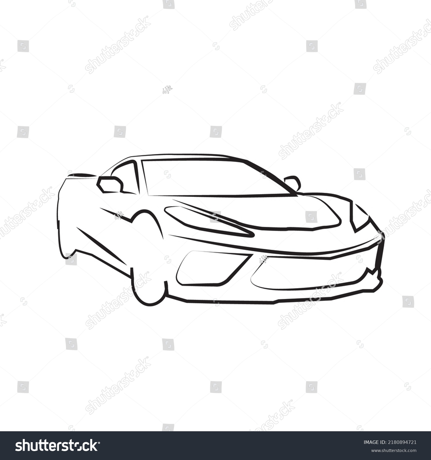 Racing Car Sketch Curved Lines Stock Vector (Royalty Free) 2180894721 ...