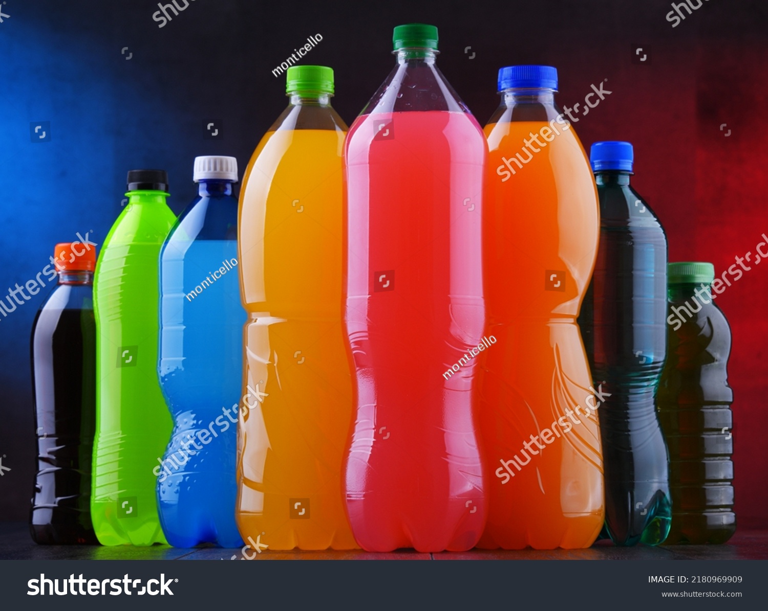 Plastic Bottles Assorted Carbonated Soft Drinks Stock Photo 2180969909 ...