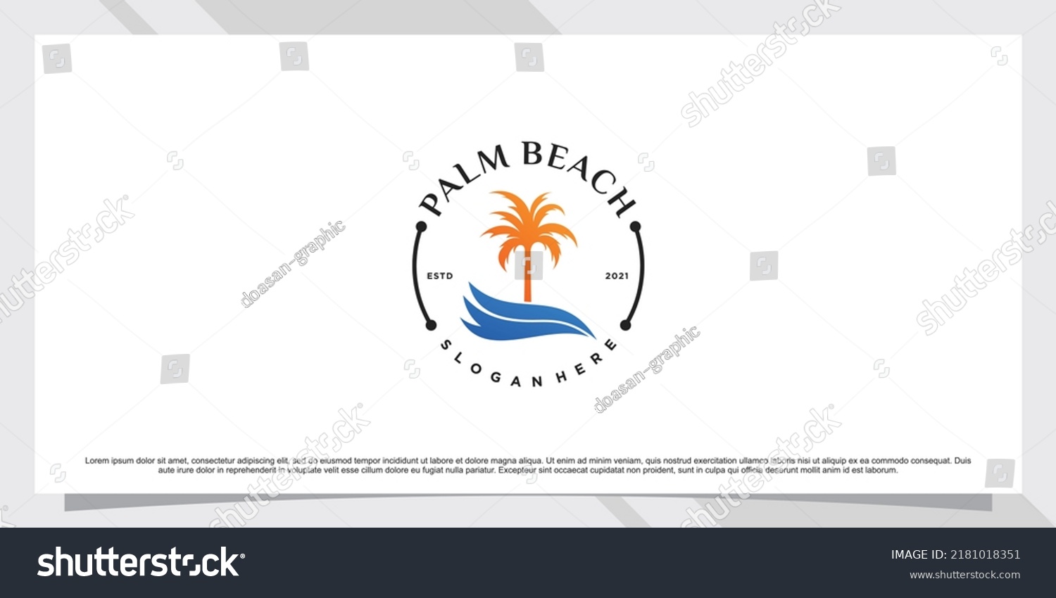 Palm Tree Beach Logo Design Inspiration Stock Vector (Royalty Free ...