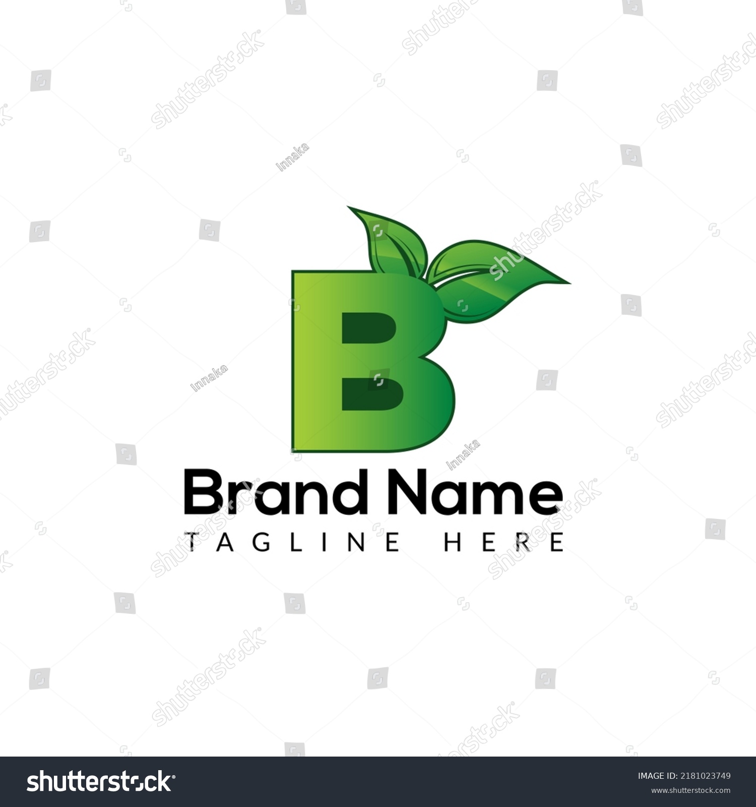 Eco Logo On Letter B Template Stock Vector (Royalty Free) 2181023749 ...