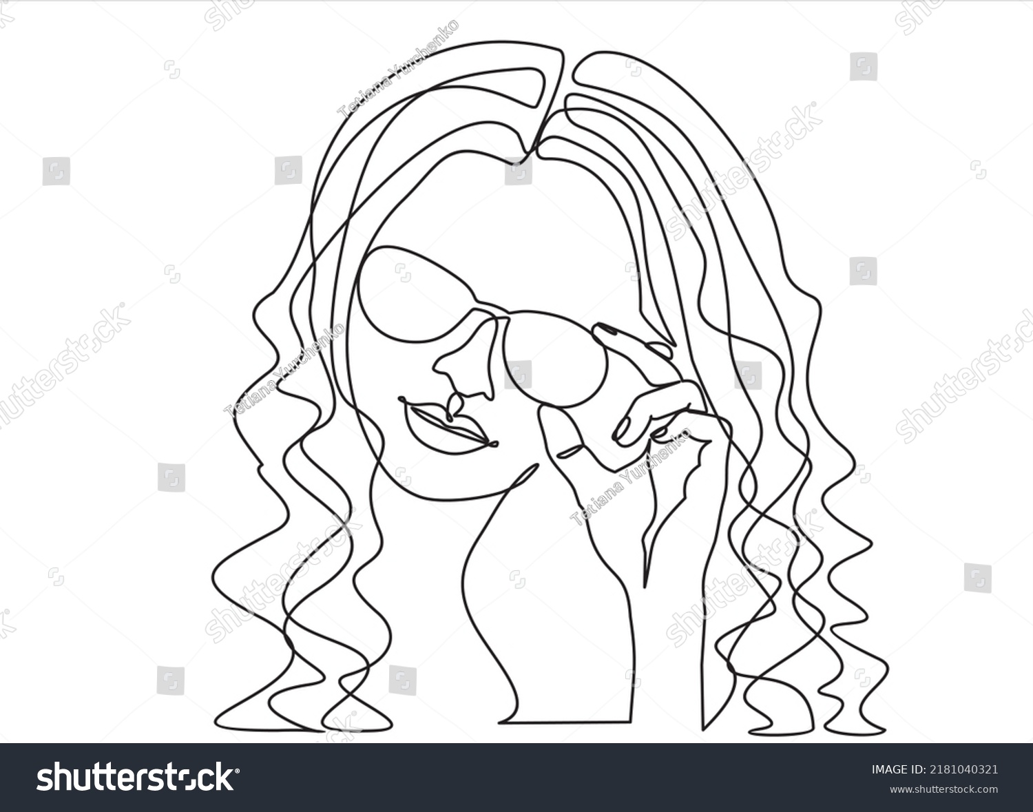 Woman Face Glasses Continuous Line Drawing Stock Vector (Royalty Free ...