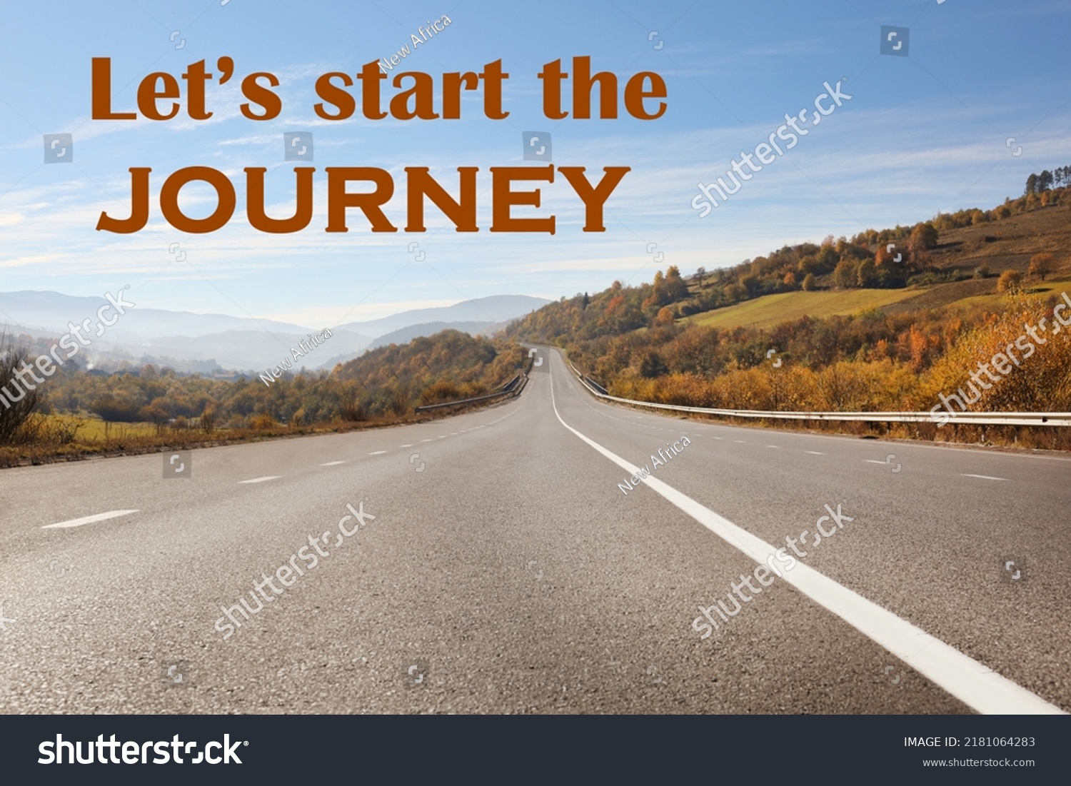 inspirational-quote-start-journey-asphalt-road-stock-photo-2181064283