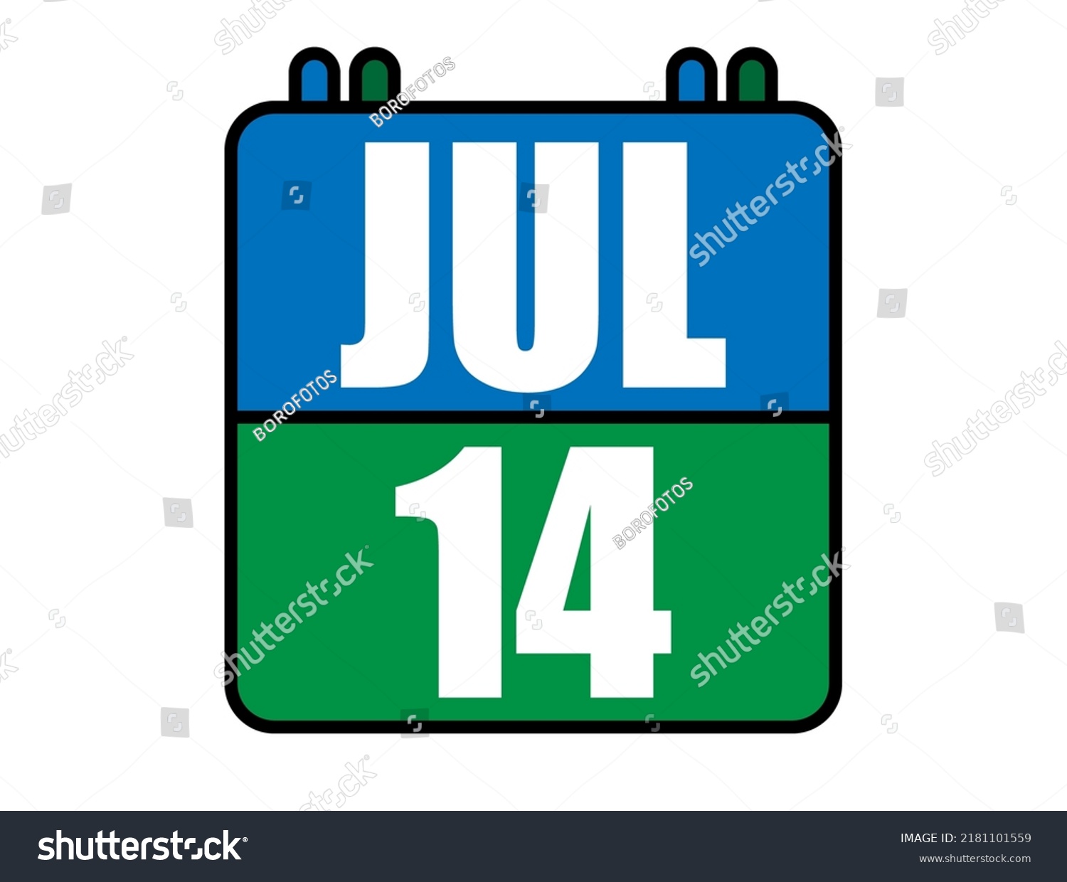 14 July Calendar Blue Green Calendar Stock Vector (Royalty Free 14 July Calendar Blue Green Calendar Stock Vector (Royalty Free