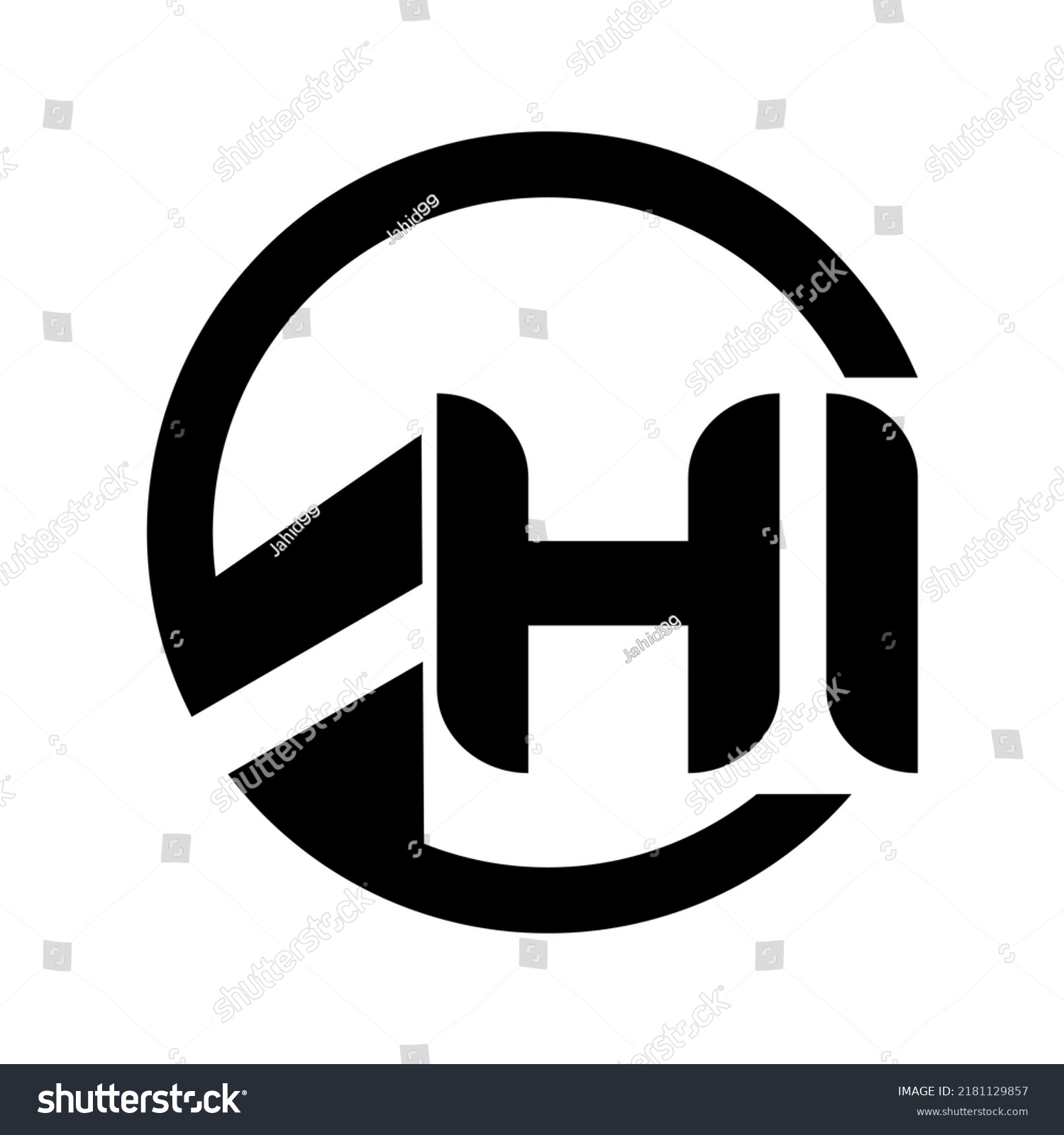 Hi Letter Logo Design On Black Stock Vector (Royalty Free) 2181129857 ...