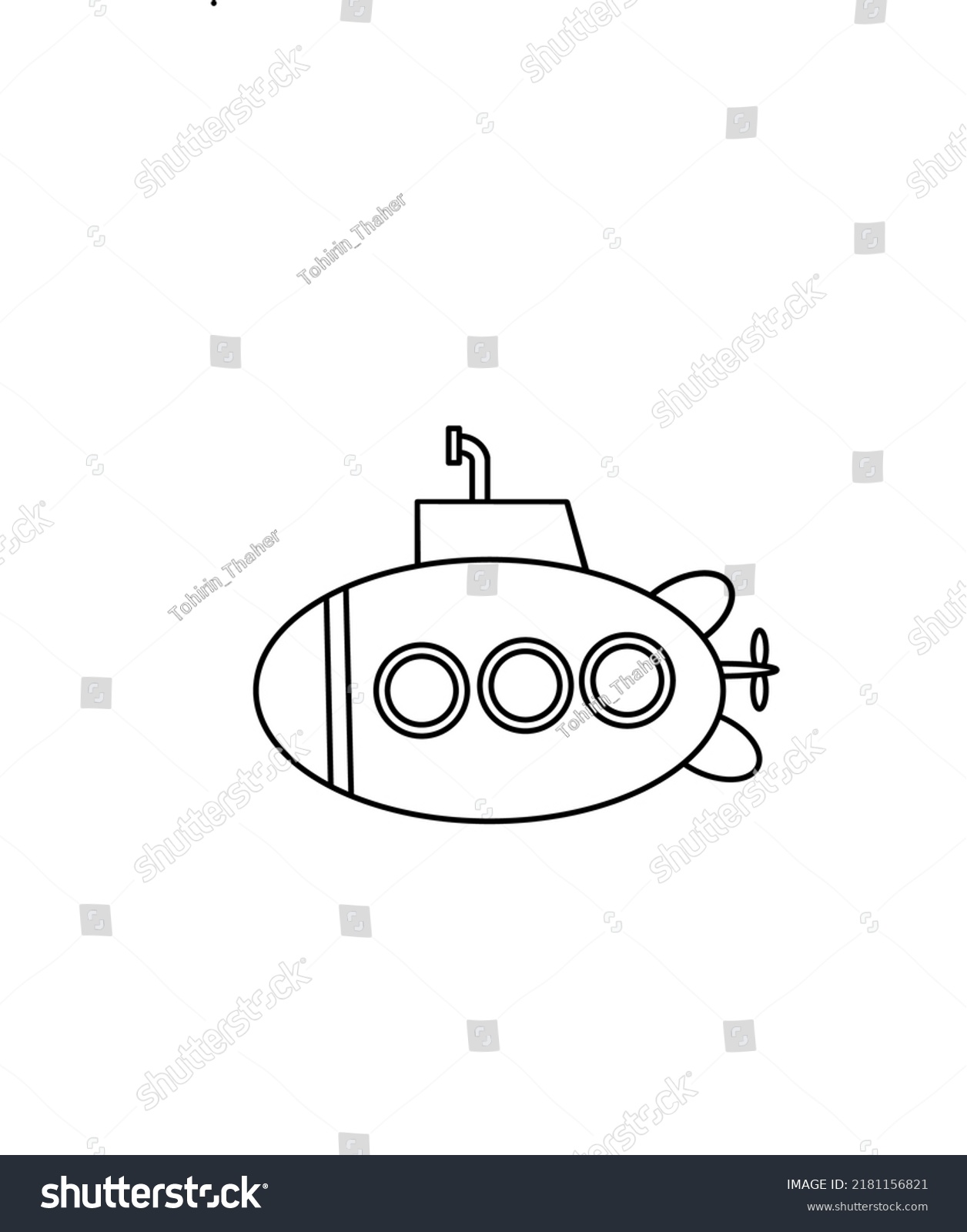 Black White Submarine Vector Drawing Kids Stock Vector (Royalty Free ...