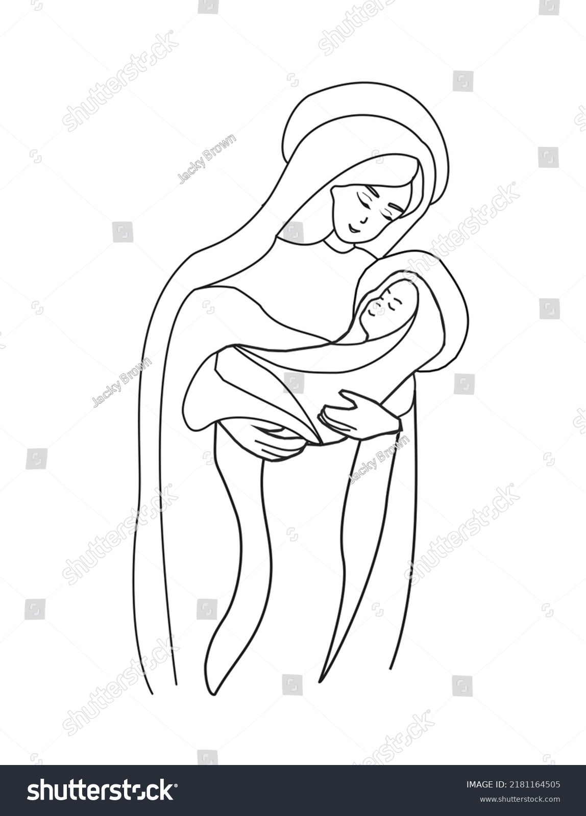 Madonna Child Jesus Doodle Isolated Illustration Stock Illustration ...