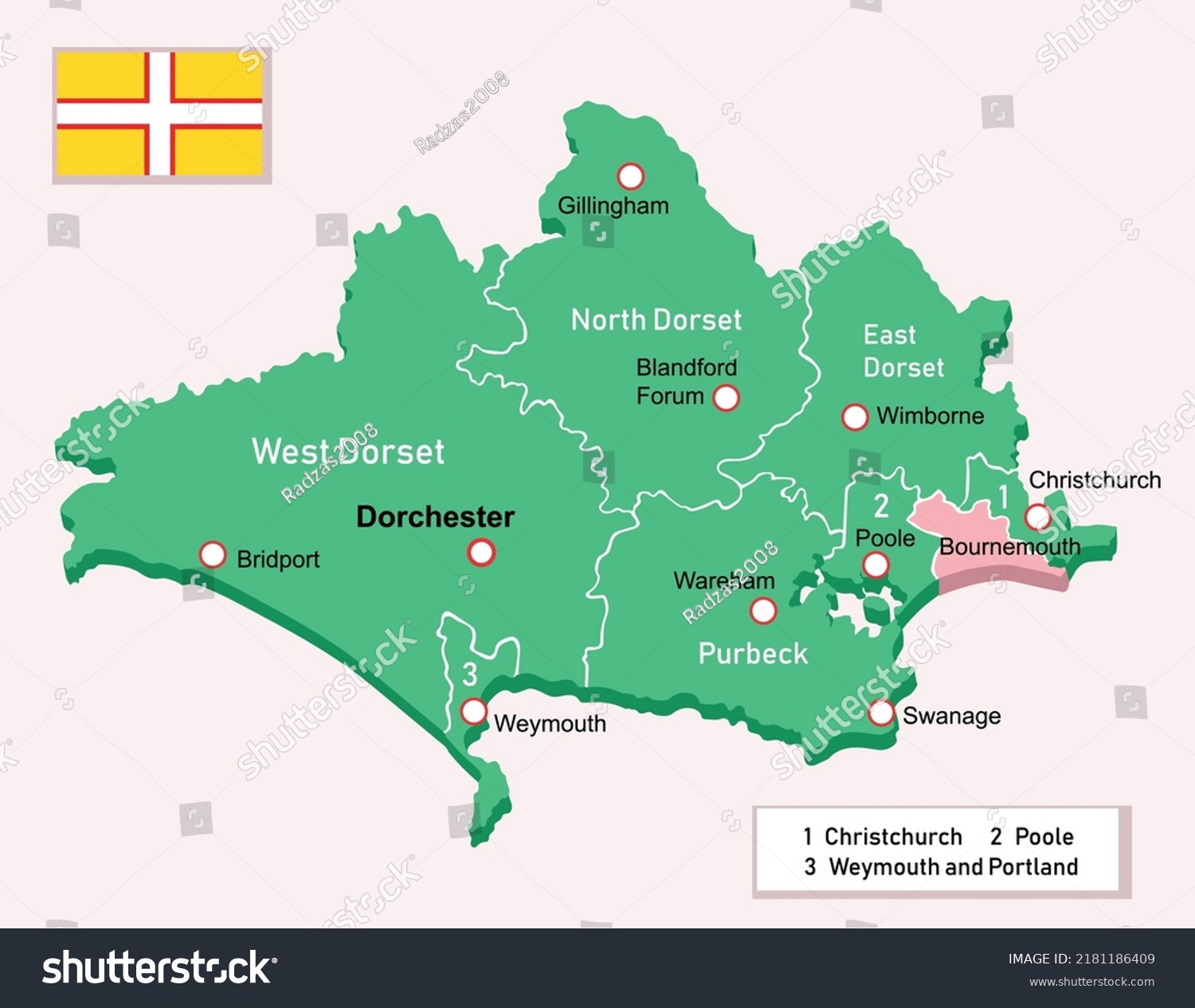 Vector Illustration Dorset Region Map England Stock Vector (Royalty ...