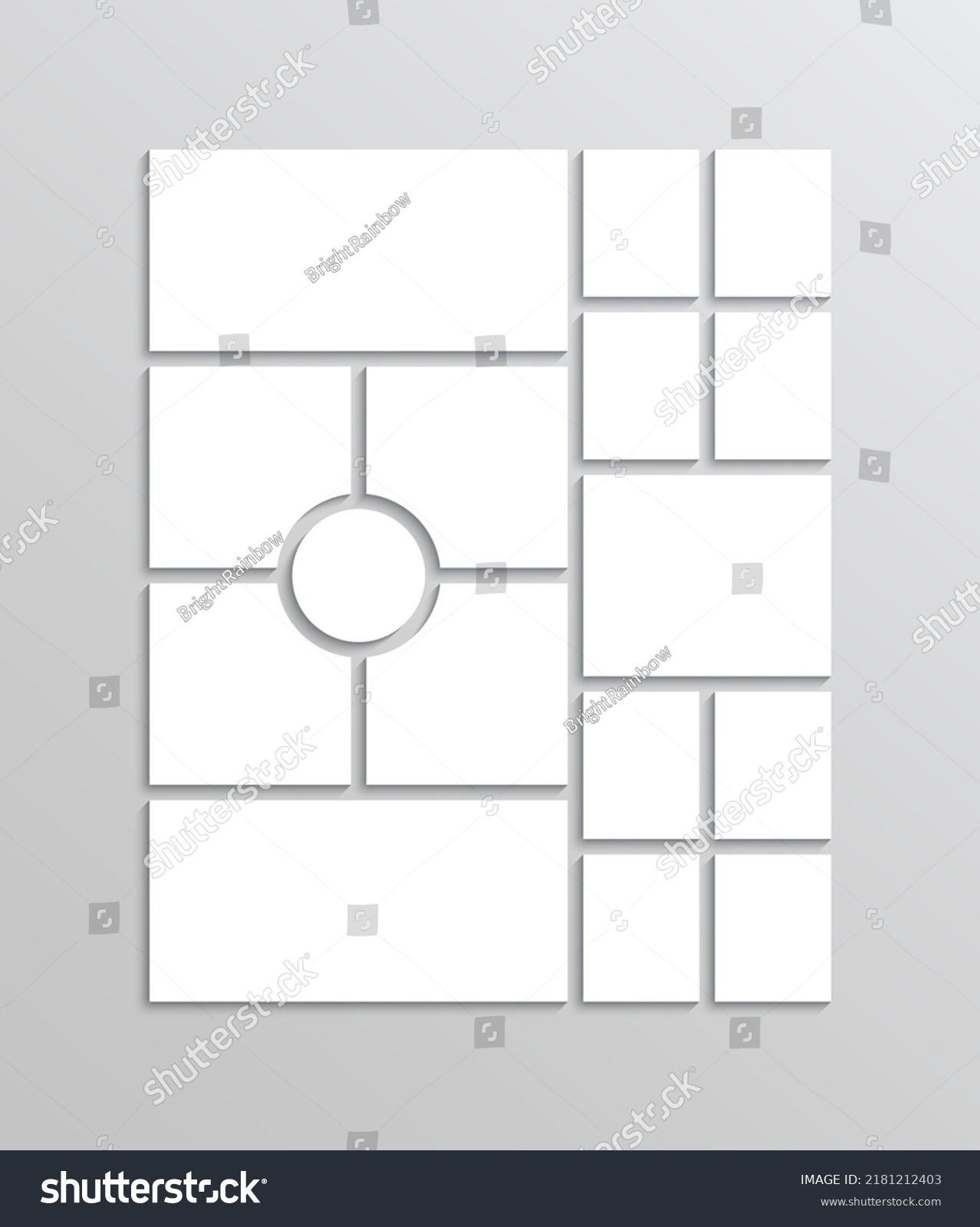 Photo Collage Moodboard Grid Template Circle Stock Vector (royalty Free 