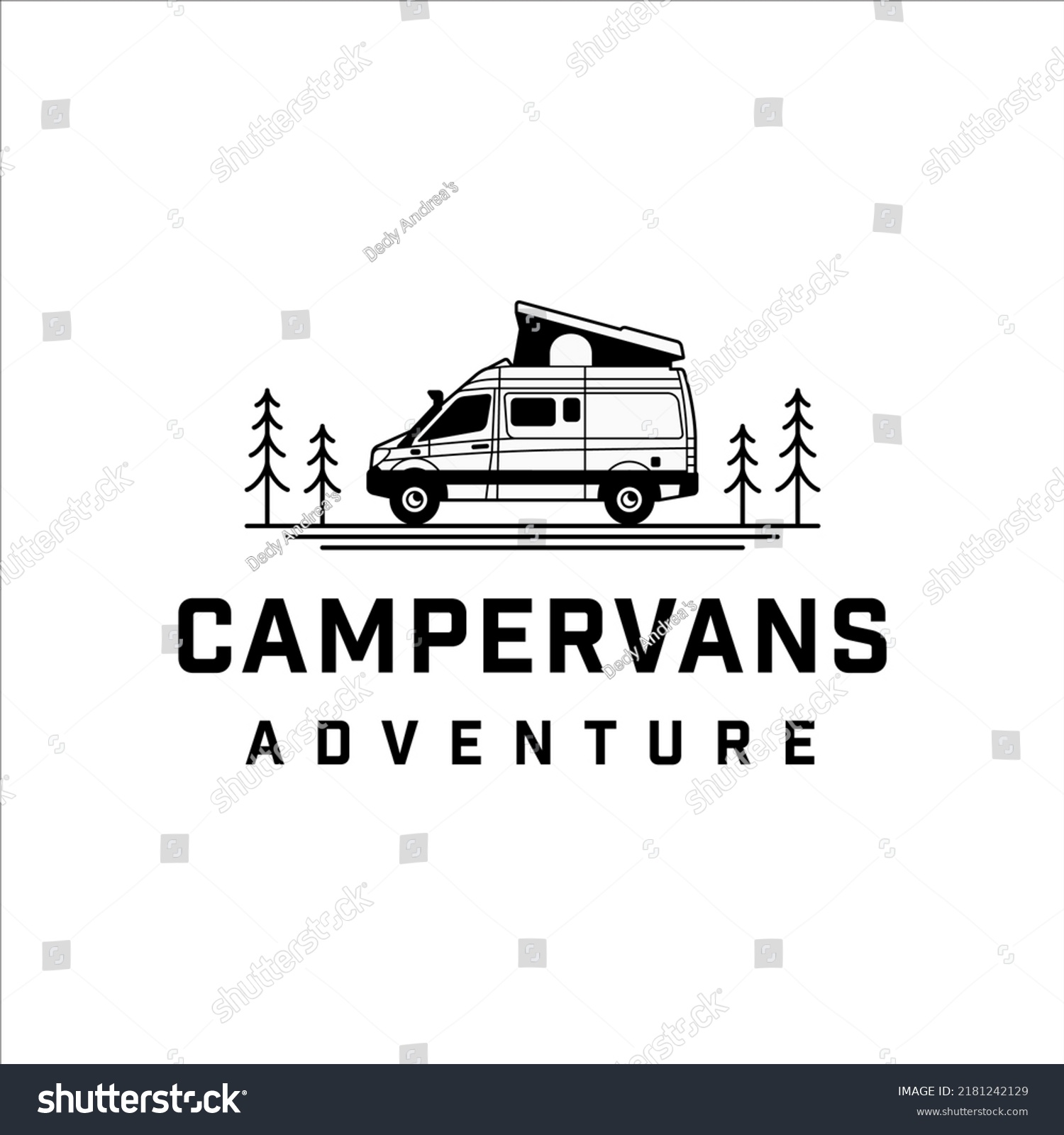 Campervan Adventure Logo Minimalist Line Style Stock Vector (Royalty ...