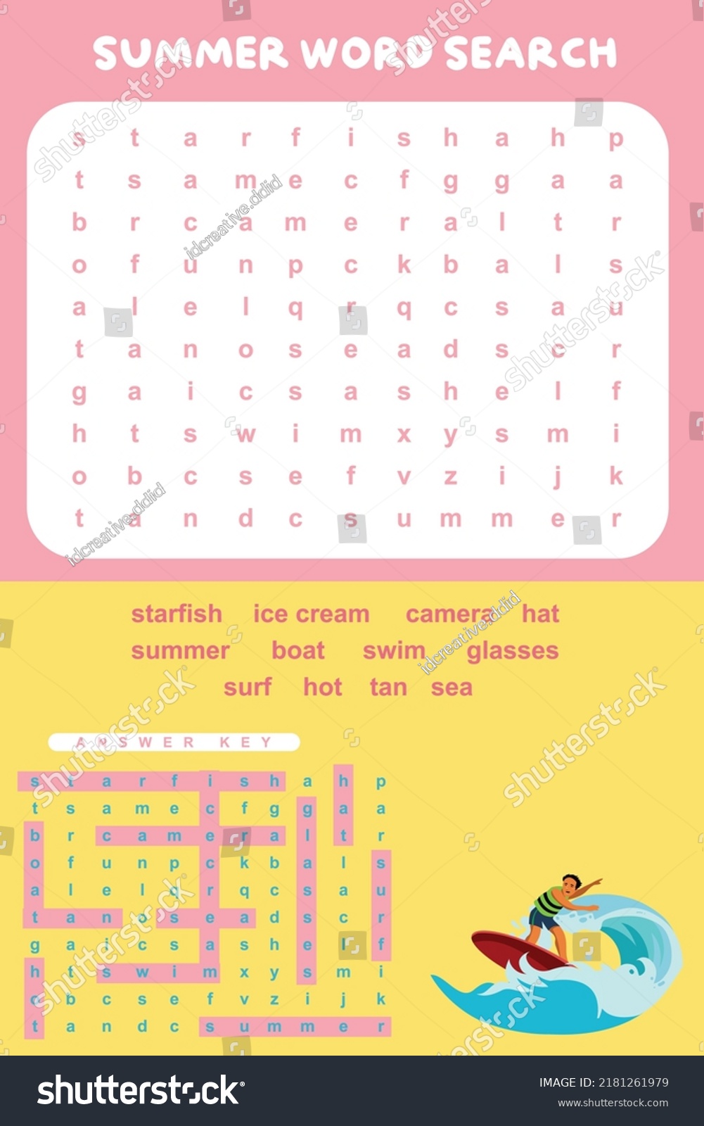 summer-word-search-worksheet-educational-worksheet-stock-vector