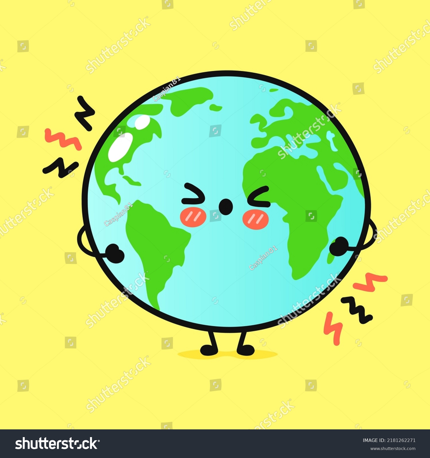 Cute Sad Planet Earth Character Vector Stock Vector (Royalty Free ...