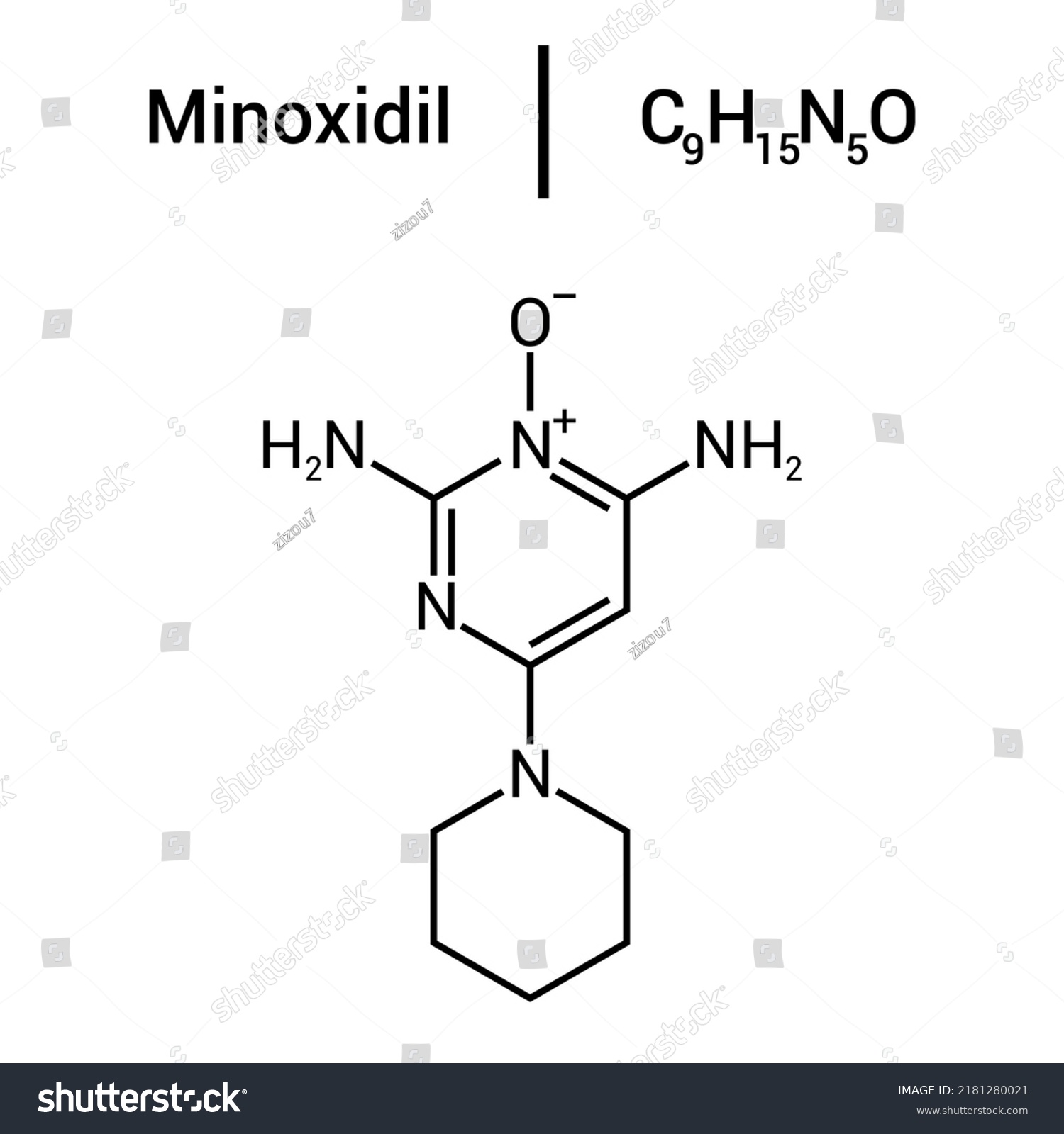 Chemical Structure Minoxidil C9h15n5o Stock Vector (Royalty Free ...