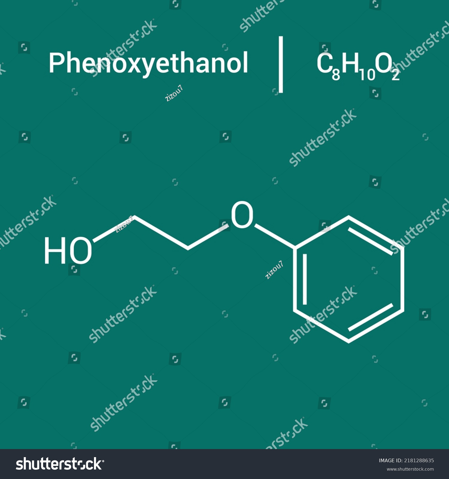 Chemical Structure Phenoxyethanol C8h10o2 Stock Vector (Royalty Free 