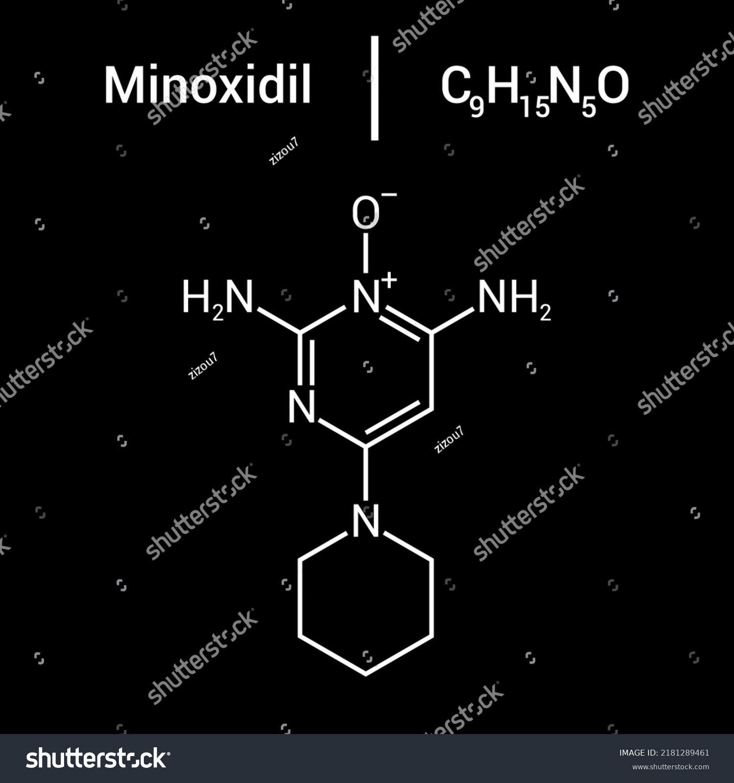 Chemical Structure Minoxidil C9h15n5o Stock Vector (Royalty Free ...