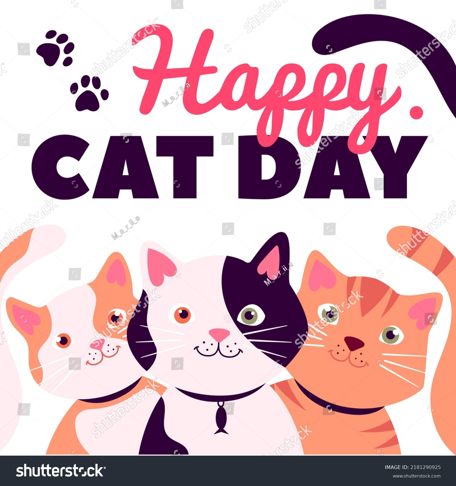 Happy Cat Day Vector Illustration Isolated Stock Vector (Royalty Free