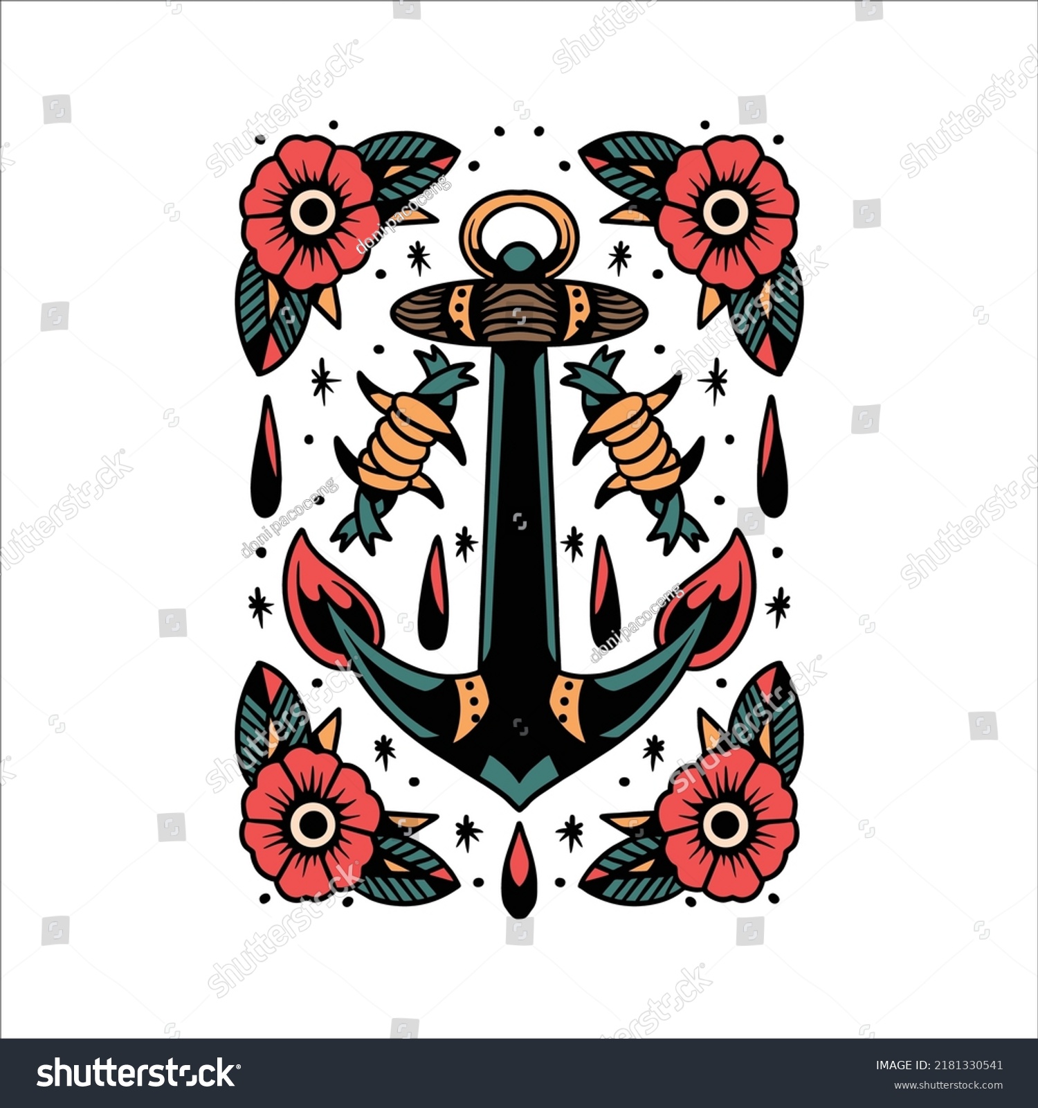 Anchor Tattoo Set Vector Design Stock Vector Royalty Free Shutterstock