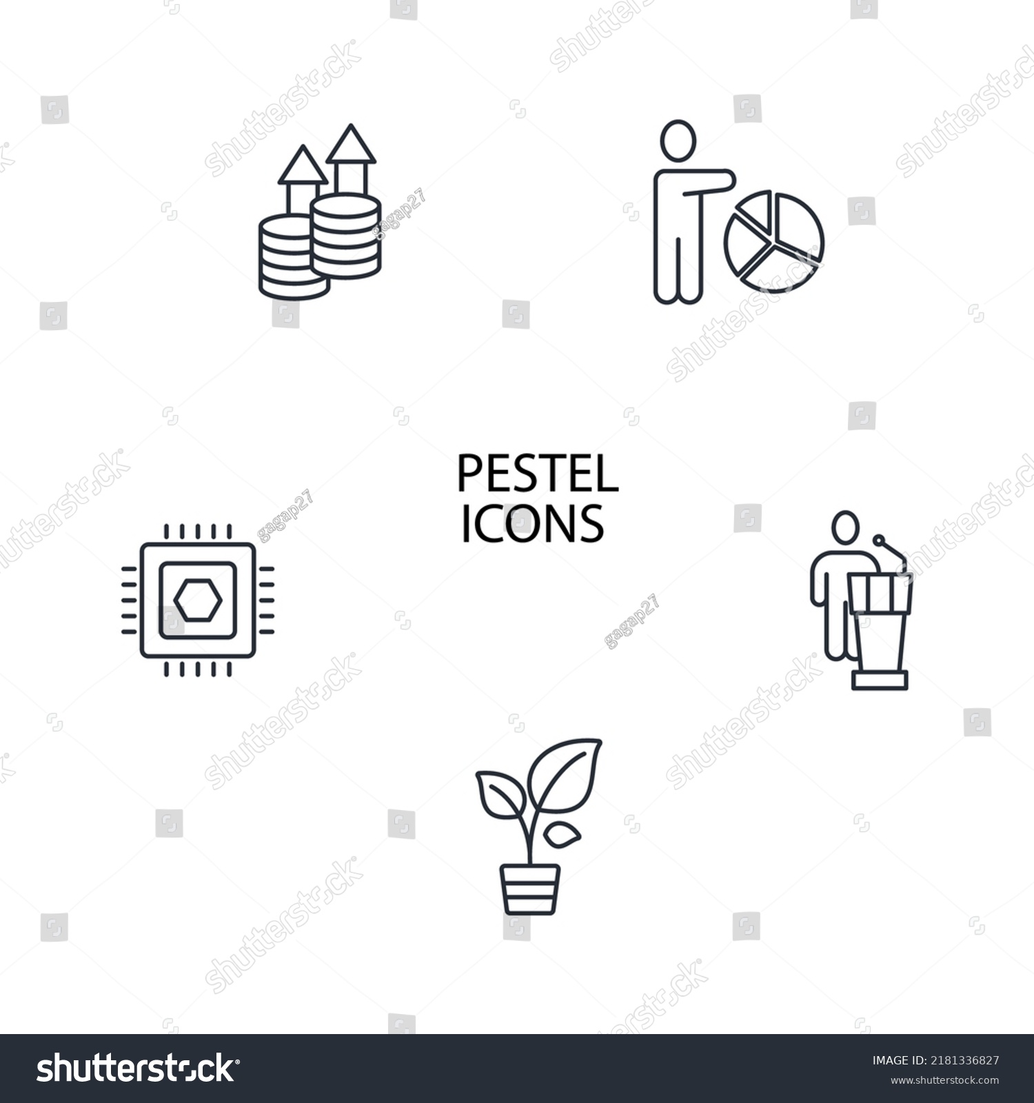 Pestel Analysis Icons Set Pestel Analysis Stock Vector (Royalty Free ...