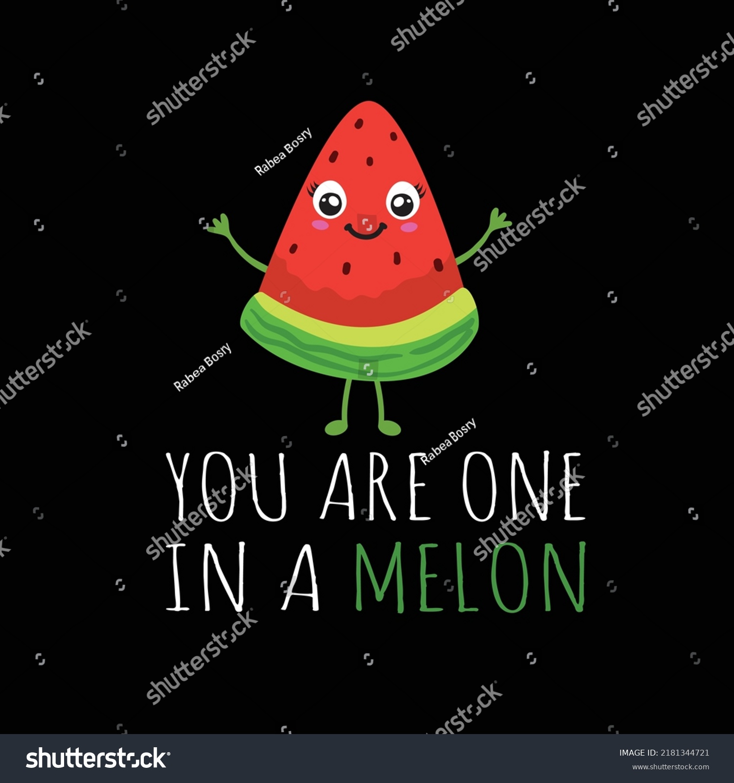 Watermelon Slice Character Funny Cute Cartoon Stock Vector (Royalty ...