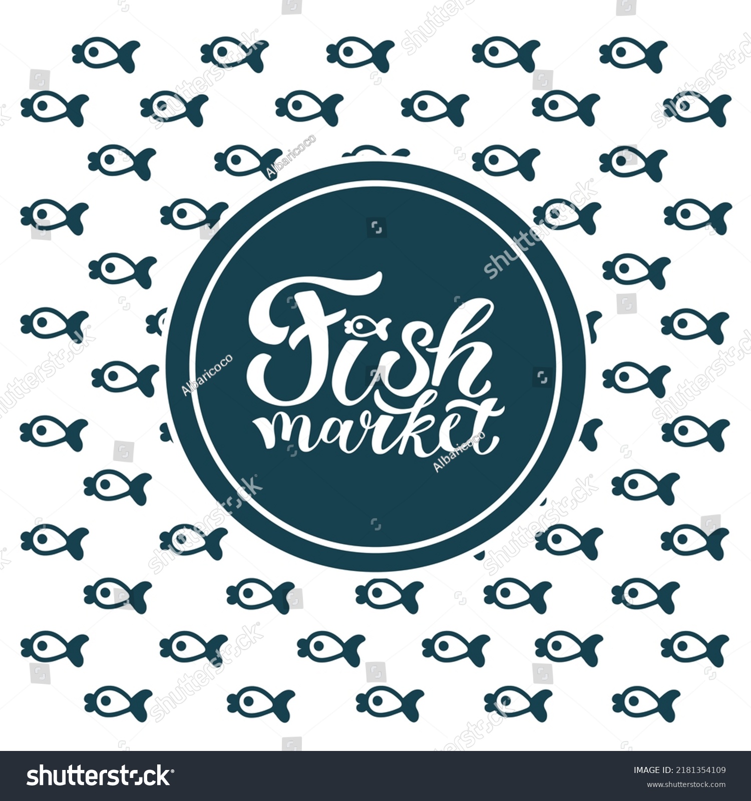 Fish Market Label Design Vector Illustration Stock Vector Royalty Free