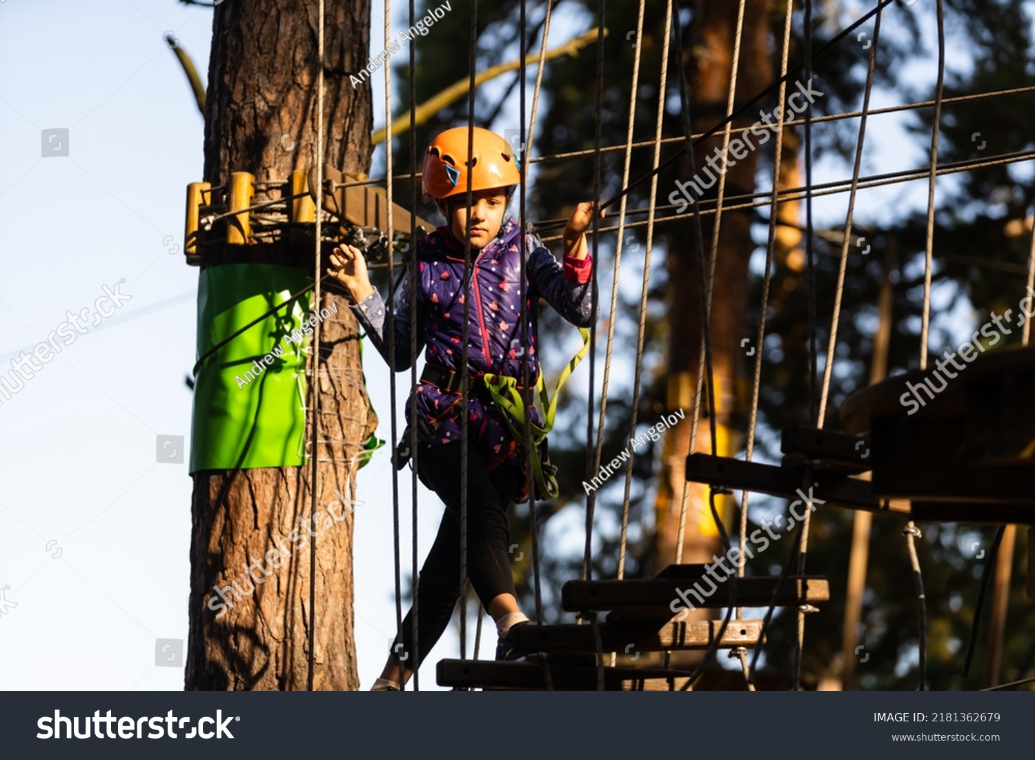 Happy Little Girl Rope Park On Stock Photo 2181362679 | Shutterstock