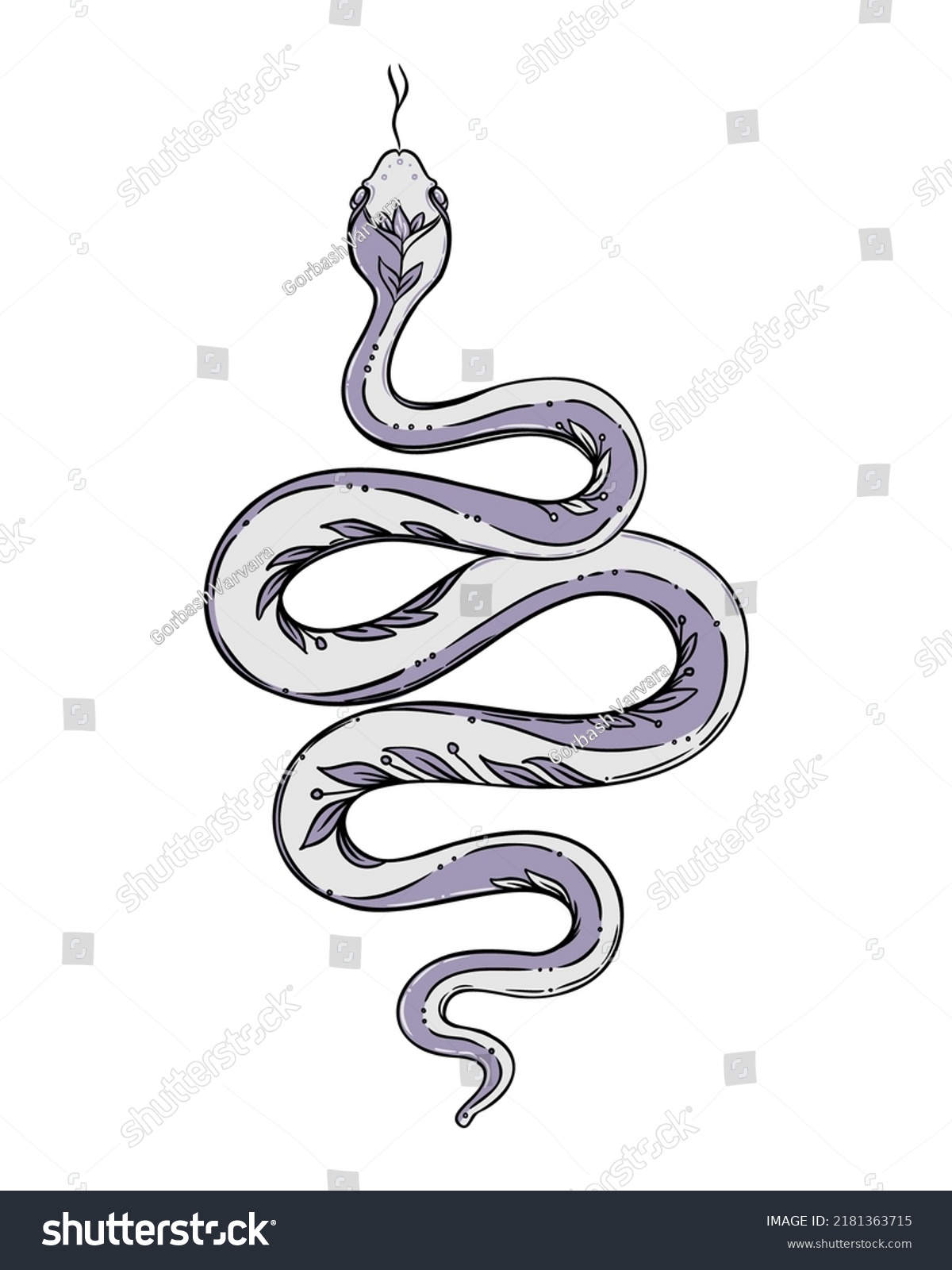 Vector Outline Snake Magic Symbol Serpent Stock Vector (royalty Free 