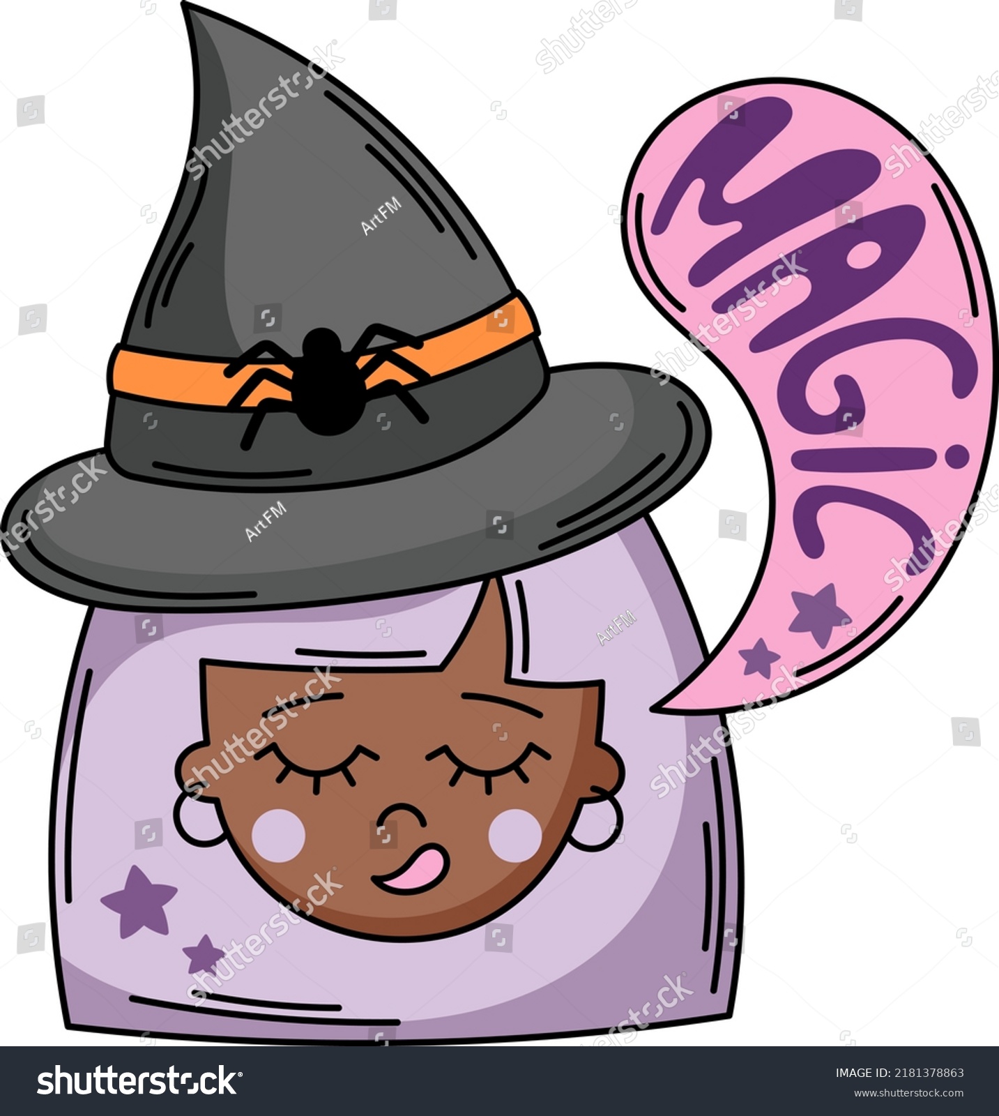 Cute Witch Face Vector Illustration Funny Stock Vector (Royalty Free ...