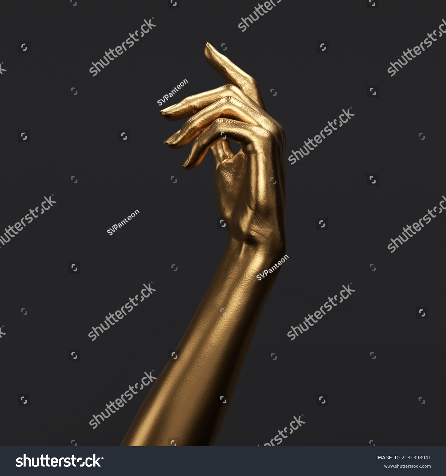 3d Rendering Abstract Touching Golden Arm Stock Illustration 2181398941