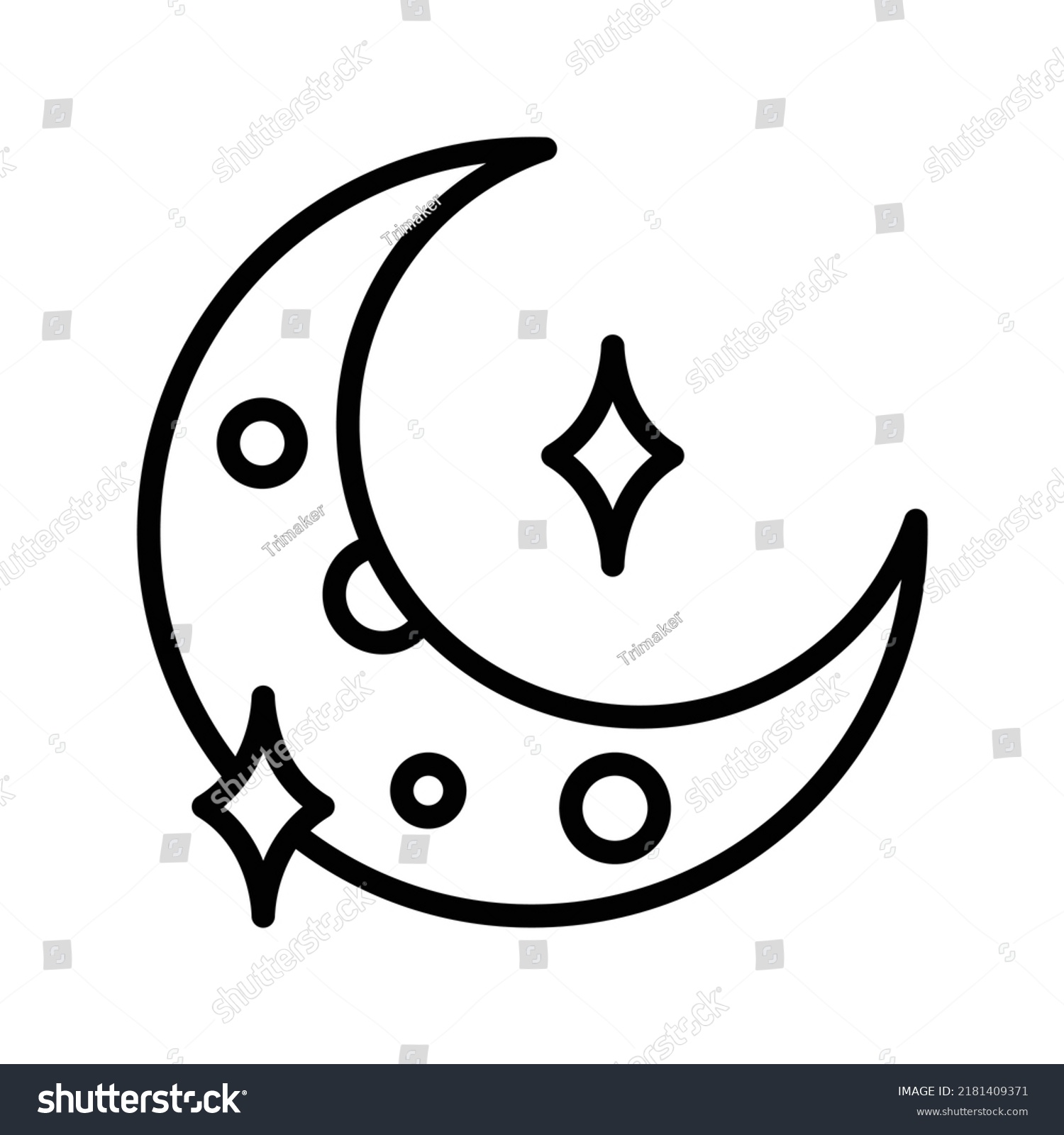 Crescent Icon Line Art Style Design Stock Vector (Royalty Free ...