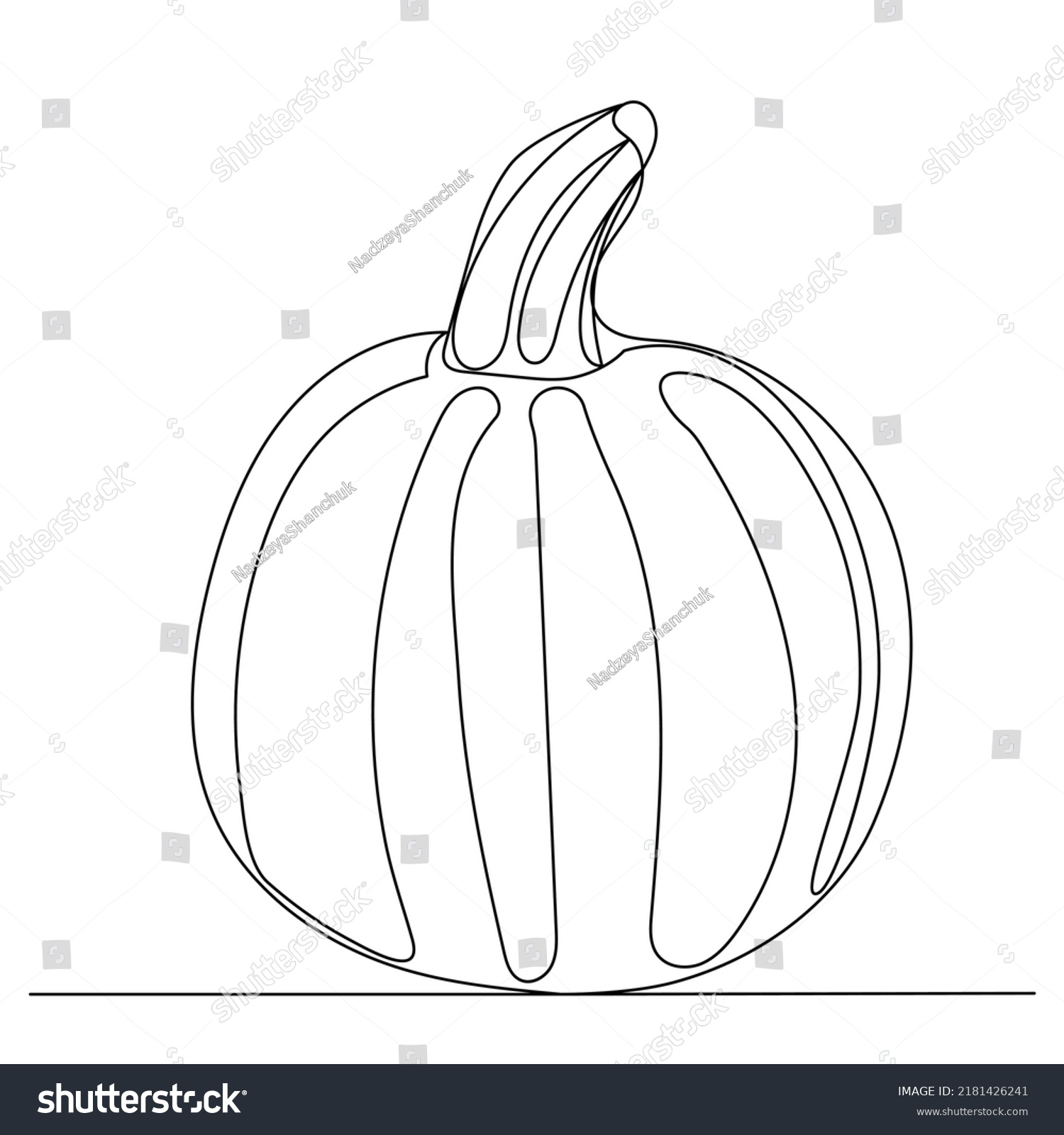 Pumpkin Drawing One Continuous Line Isolated Stock Vector (Royalty Free ...