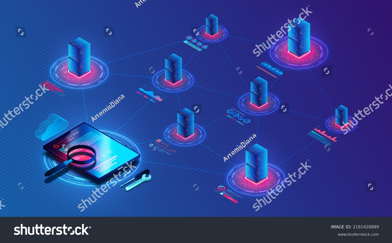Network Performance Monitoring Concept Npm Tools Stock Illustration Network Performance Monitoring Concept Npm Tools Stock Illustration