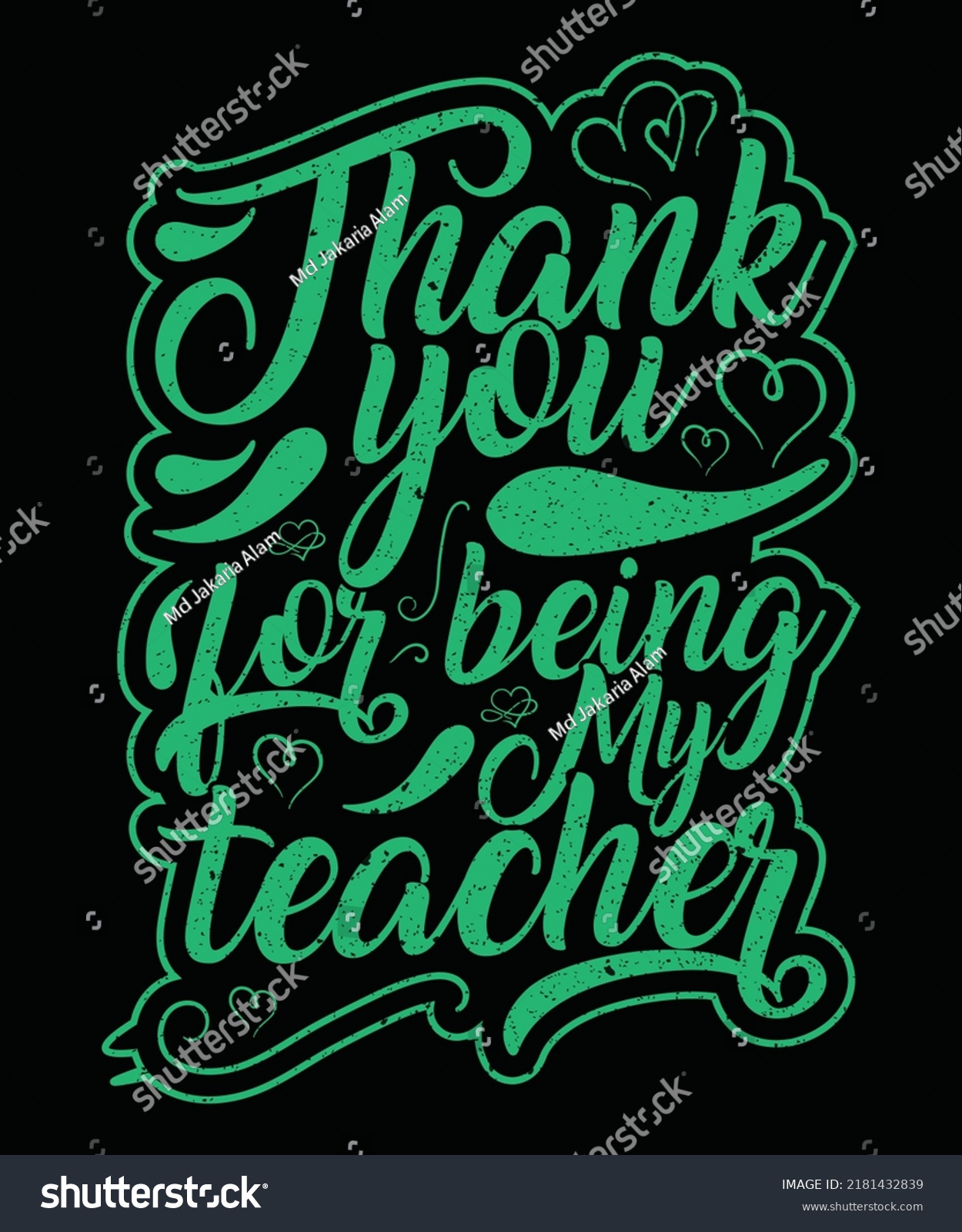 Thank You Being My Teacher Typography Stock Vector (Royalty Free ...