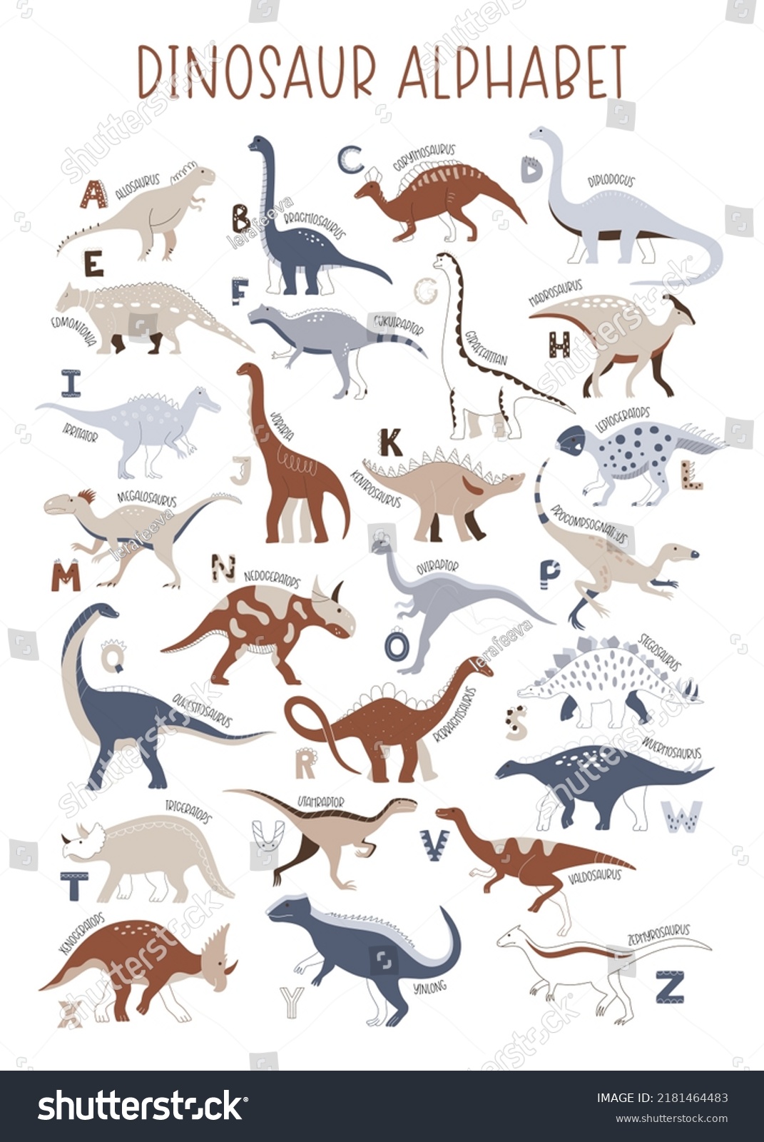 Dinosaur Vector Abc Alphabet Children Education Stock Vector (Royalty ...