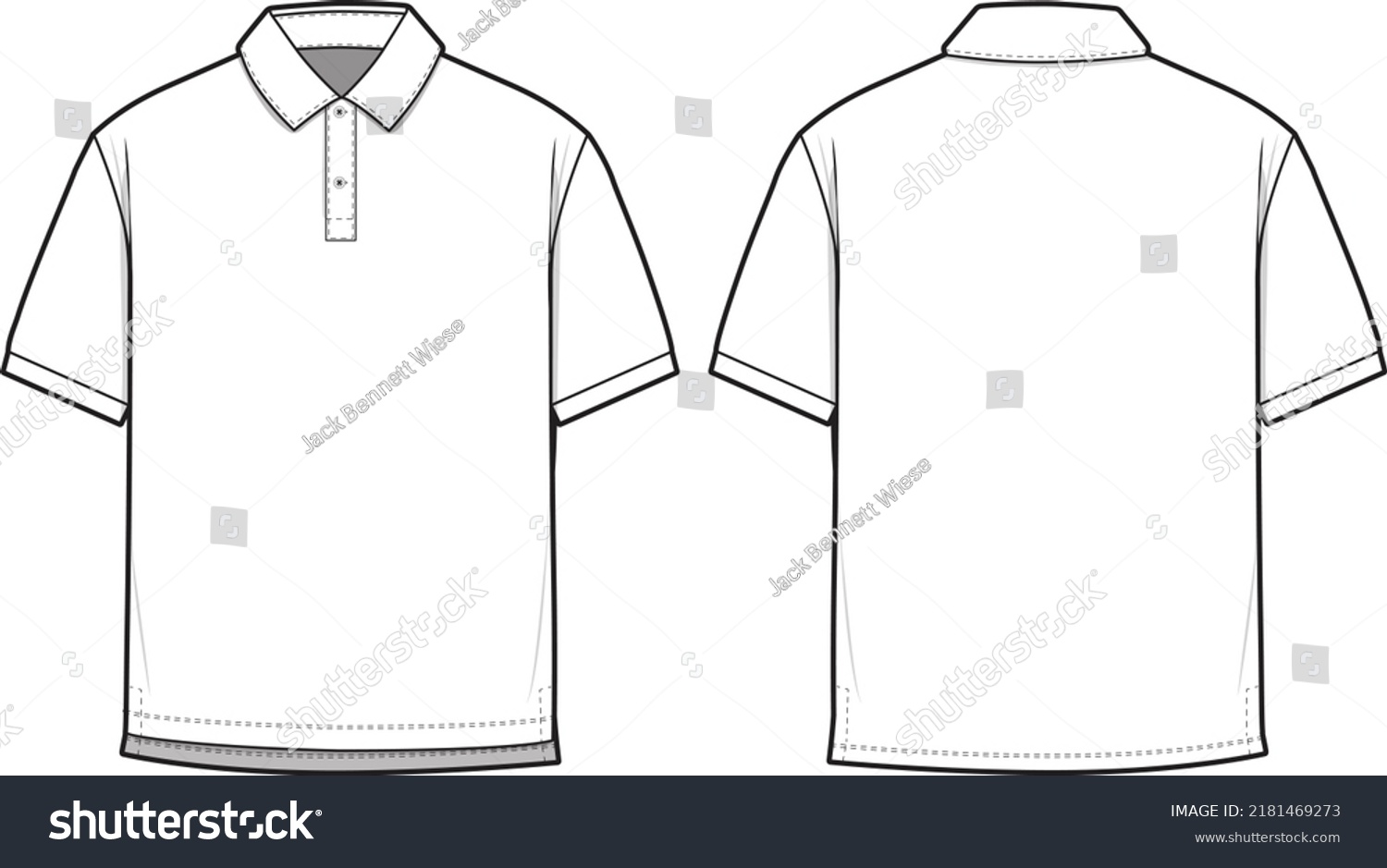 Polo Shirt Short Sleeve Collared Flat Stock Vector (Royalty Free ...