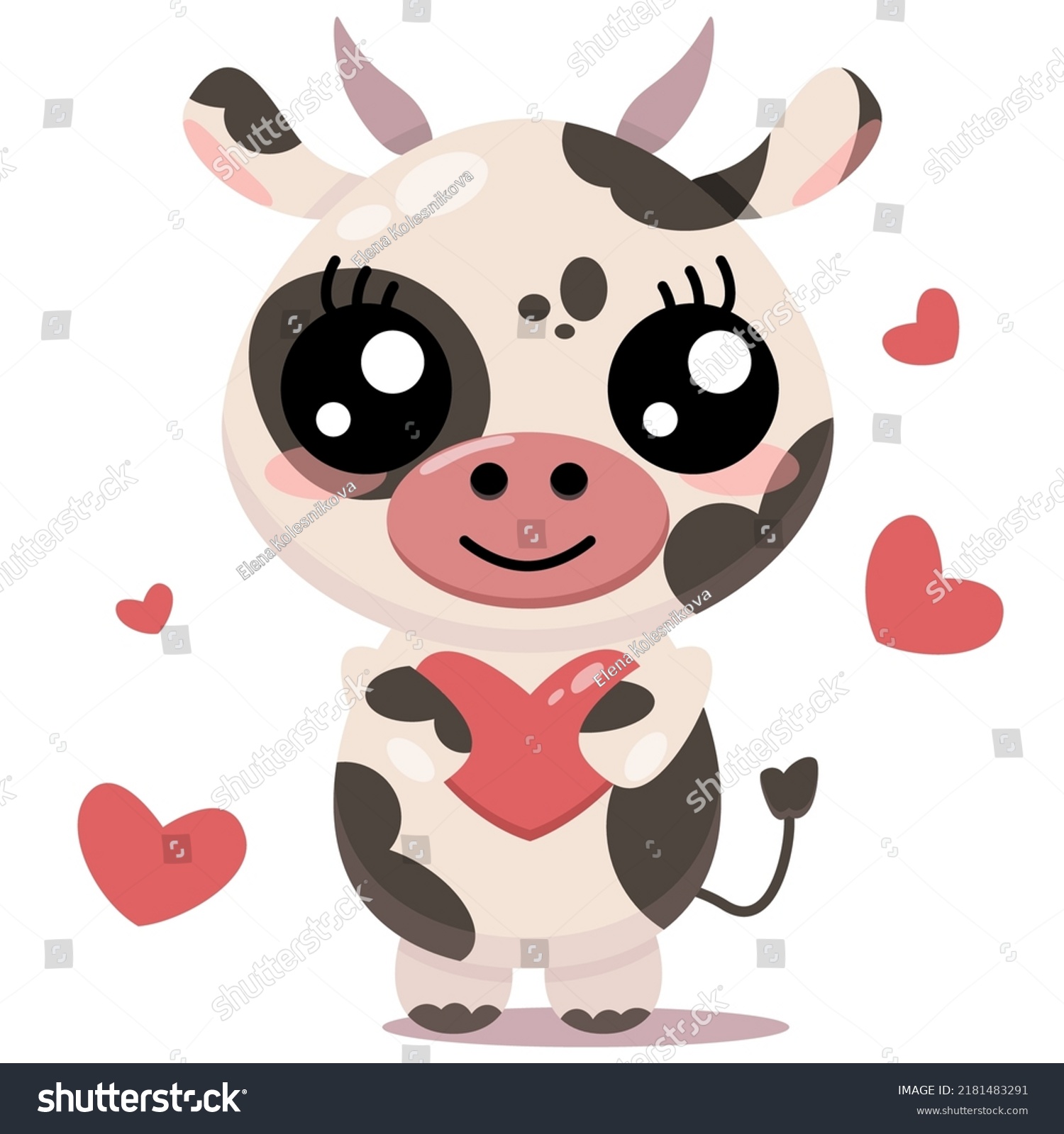 Love Illustration Cow Cartoon Style Red Stock Vector (Royalty Free ...