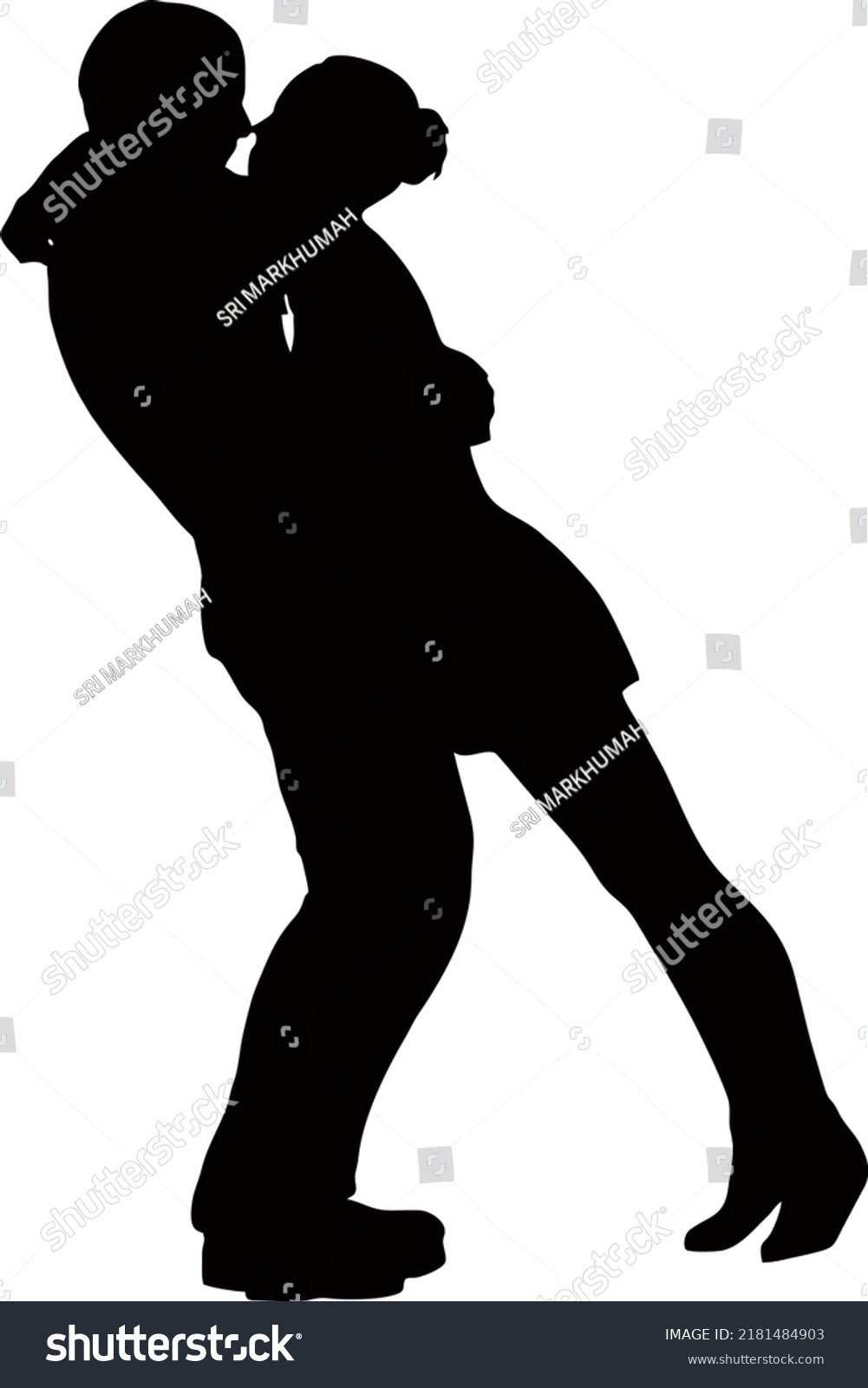 Silhouette Woman Hugging Man Stock Illustration 2181484903 