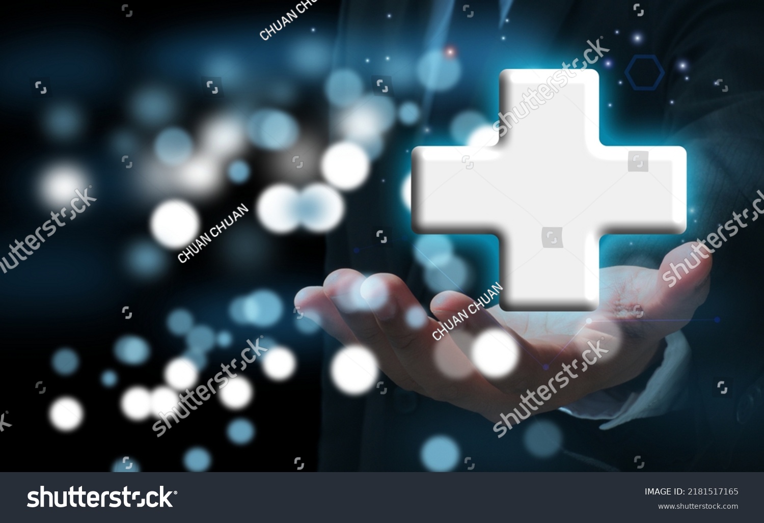 Businessman Holding Health Icon Black Background Stock Photo 2181517165 ...