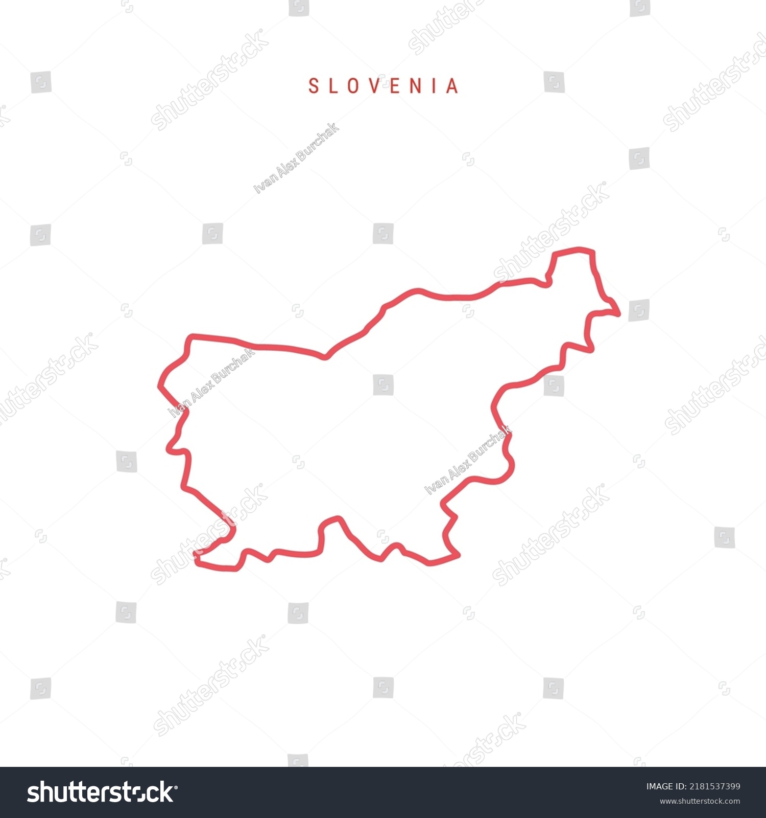 Slovenia Editable Outline Map Slovenian Red Stock Vector (royalty Free 