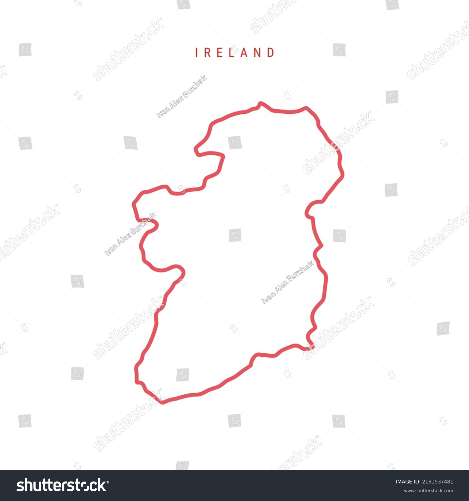 Ireland Editable Outline Map Irish Red Stock Vector (Royalty Free