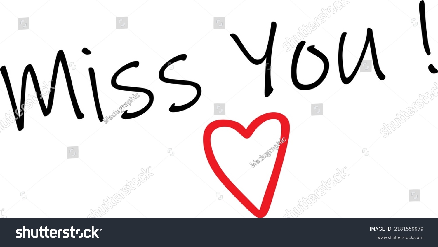 Miss You Vector Drawing Design Art Stock Vector (Royalty Free ...