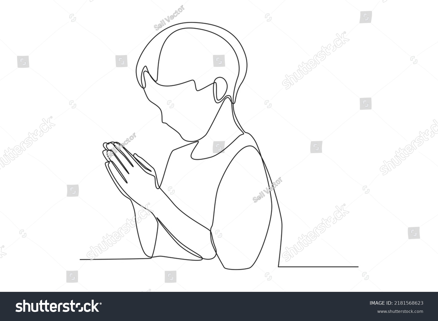 Continuous One Line Drawing Little Boy Stock Vector (Royalty Free ...