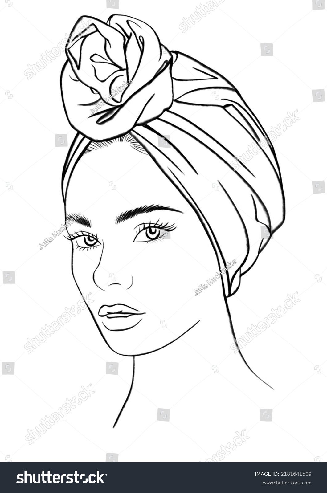 Coloring Line Black White Sketch Girl Stock Illustration 2181641509 ...