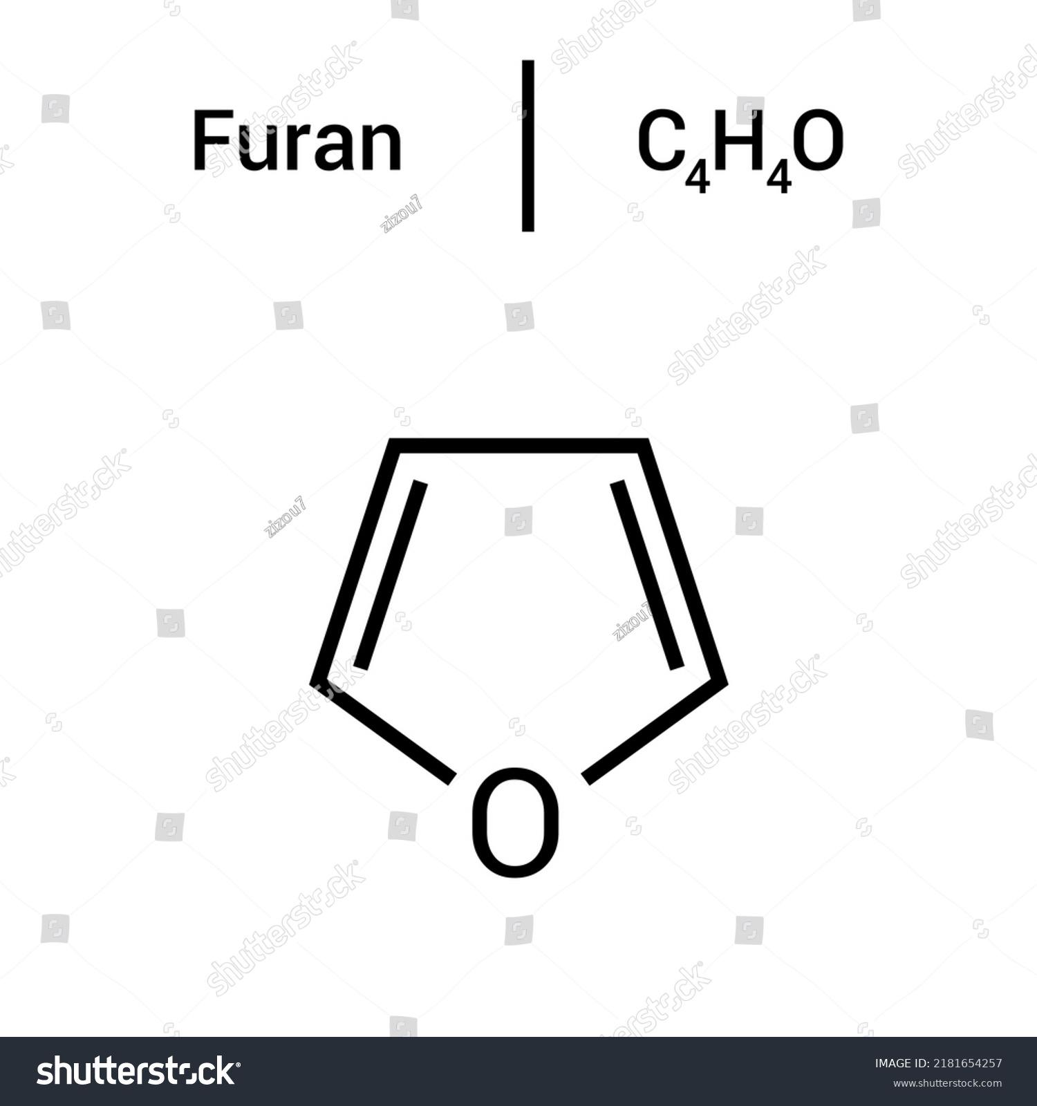 Chemical Structure Furan C4h4o Stock Vector Royalty Free 2181654257 Shutterstock