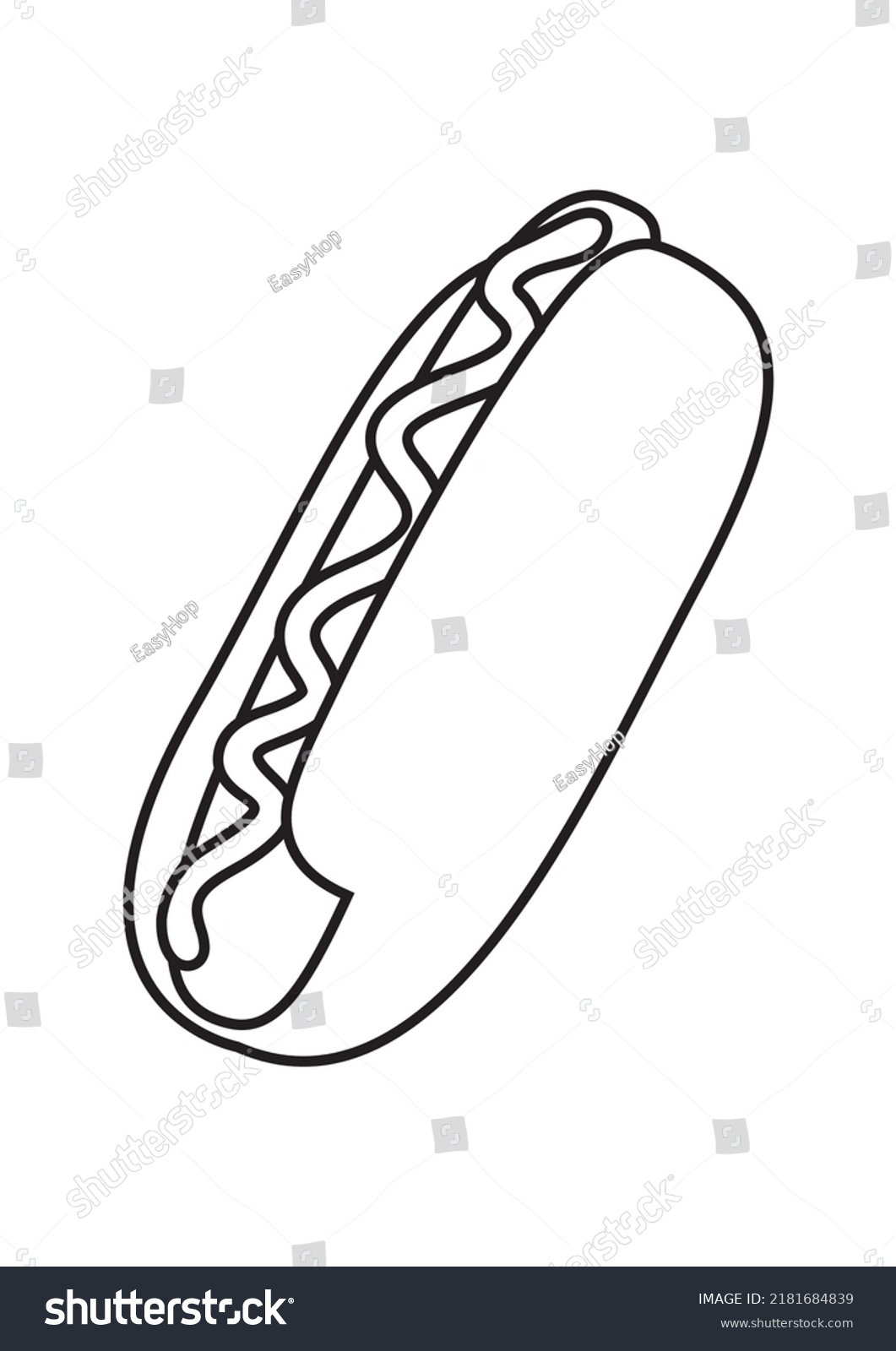 Hot Dog Coloring Pages Printable Preschool Stock Vector (Royalty Free ...