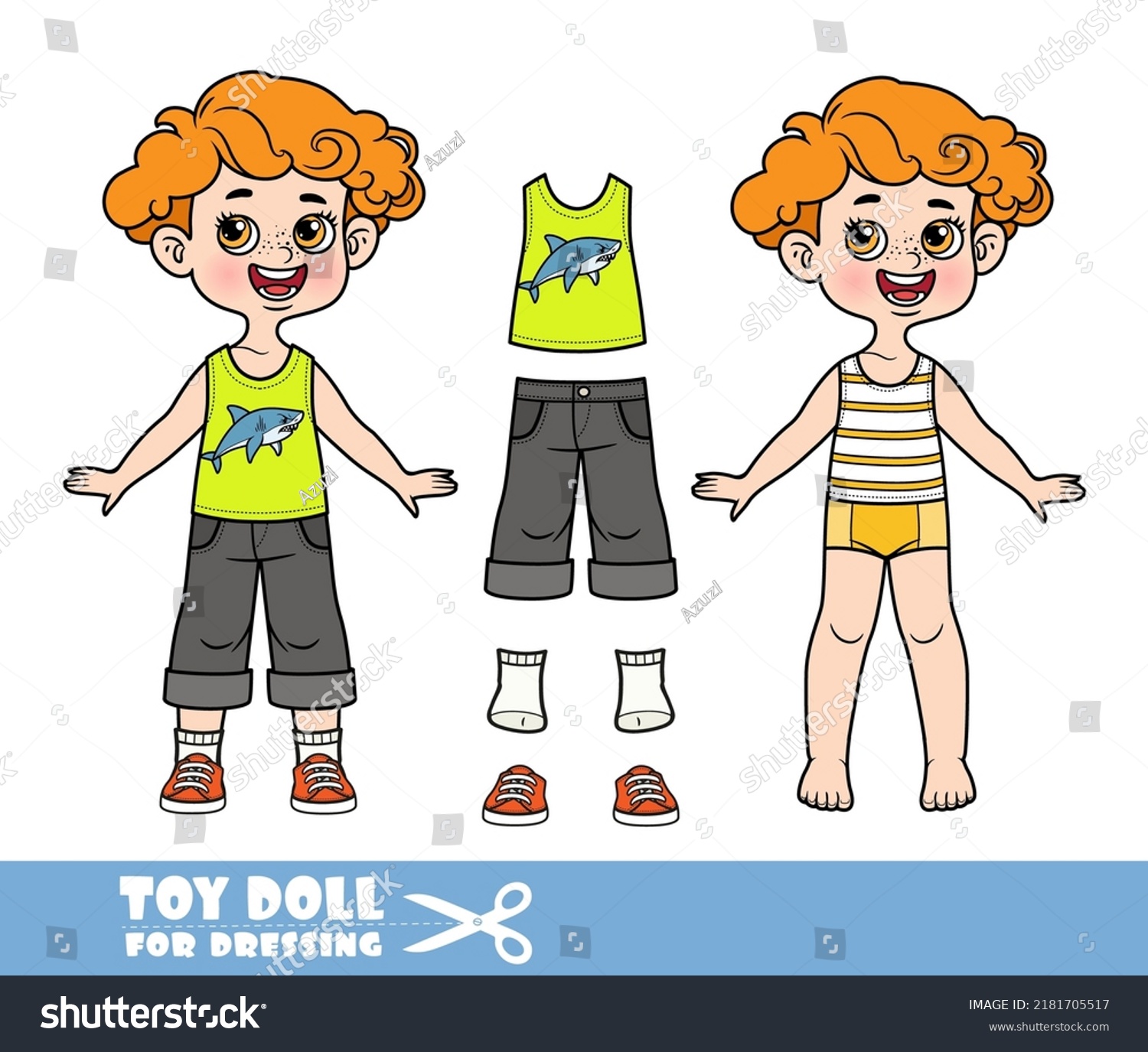 Cartoon Redhaired Boy Dressed Clothes Separately Stock Vector (Royalty ...