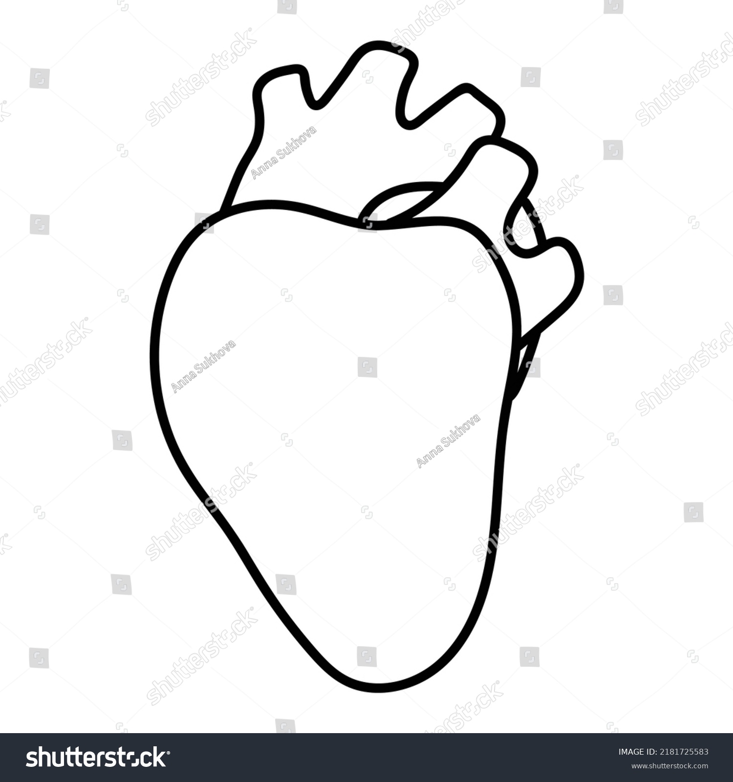 Human Heart Doodle Internal Organ Black Stock Vector (Royalty Free ...