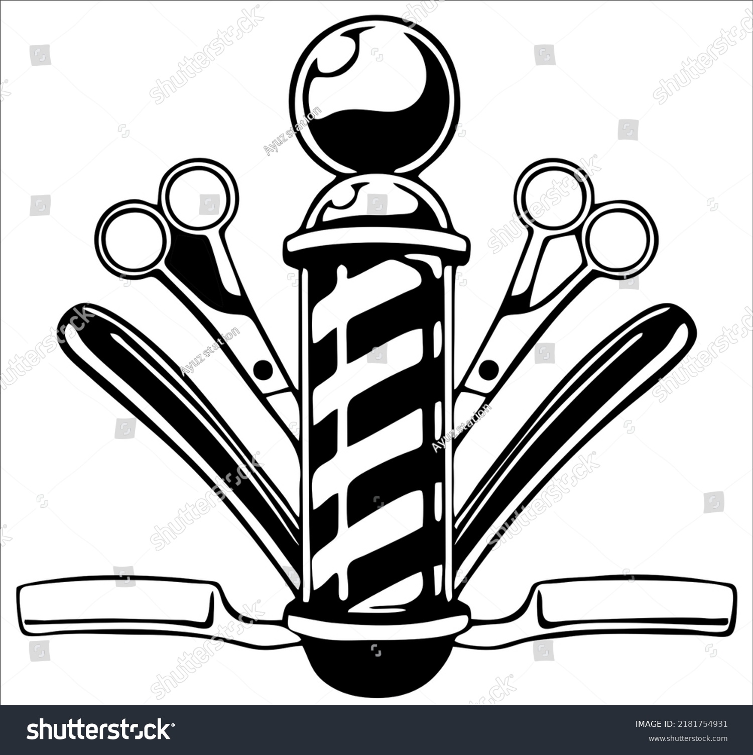 Illustration Barbershop Logo Barbershop Sign Stock Illustration ...