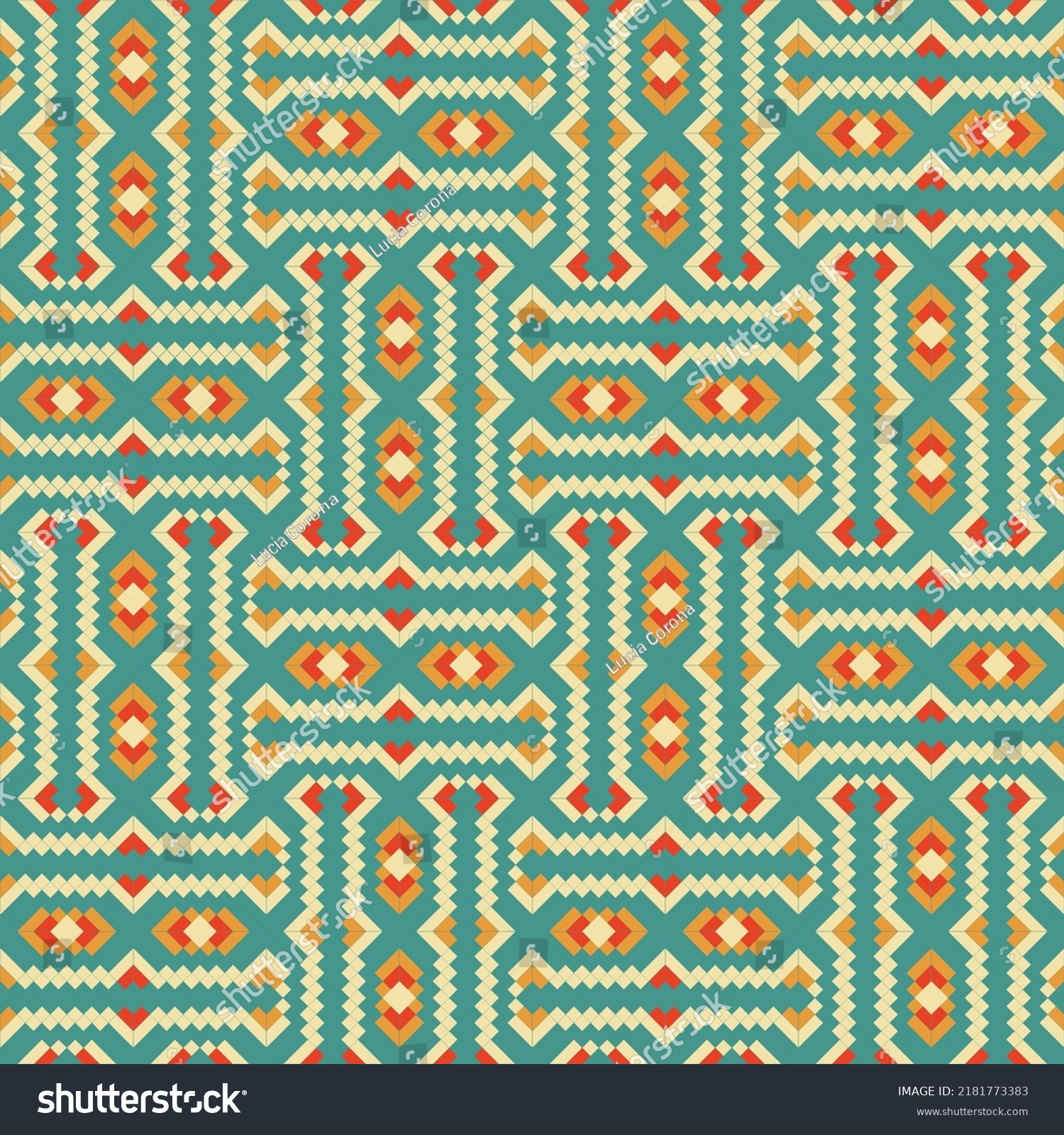 Aztec Pixel Pattern Modern Abstract Ethnic Stock Vector (Royalty Free ...